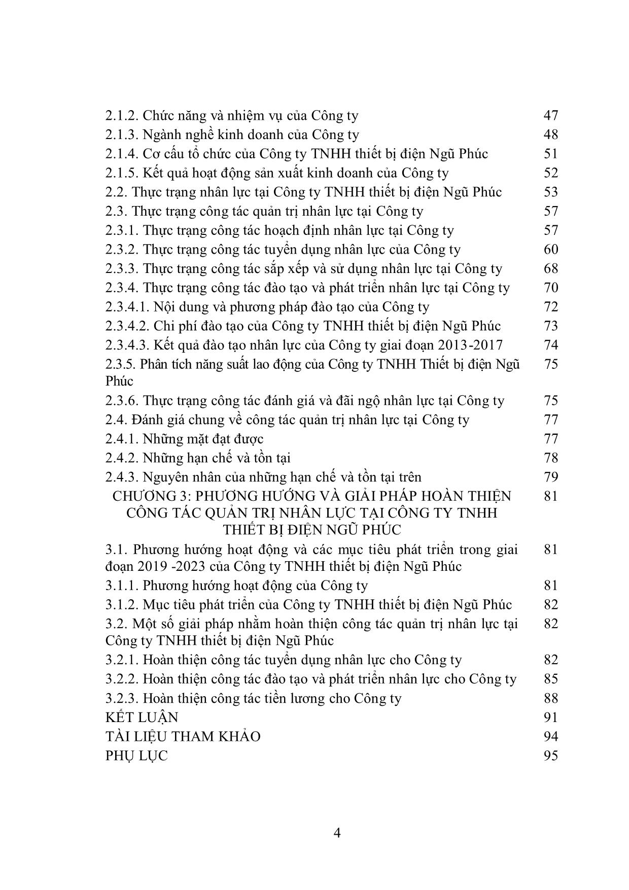Tóm tắt Luận văn Hoàn thiện công tác quản trị nhân lực tại công ty TNHH thiết bị điện Ngũ Phúc trang 6