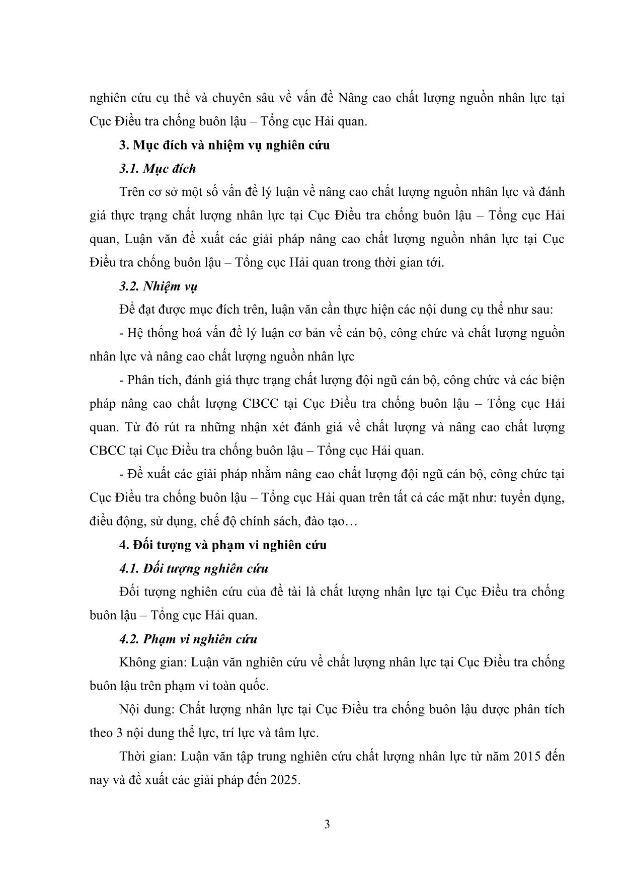 Tóm tắt Luận văn Nâng cao chất lượng nguồn nhân lực tại cục điều tra chống buôn lậu – tổng cục hải quan trang 8