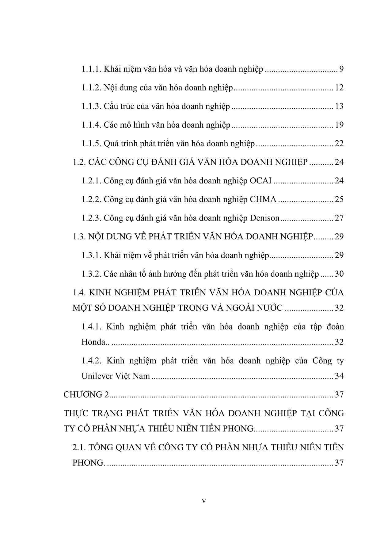 Tóm tắt Luận văn Phát triển văn hóa doanh nghiệp tại công ty Cổ phần nhựa thiếu niên Tiền Phong trang 6