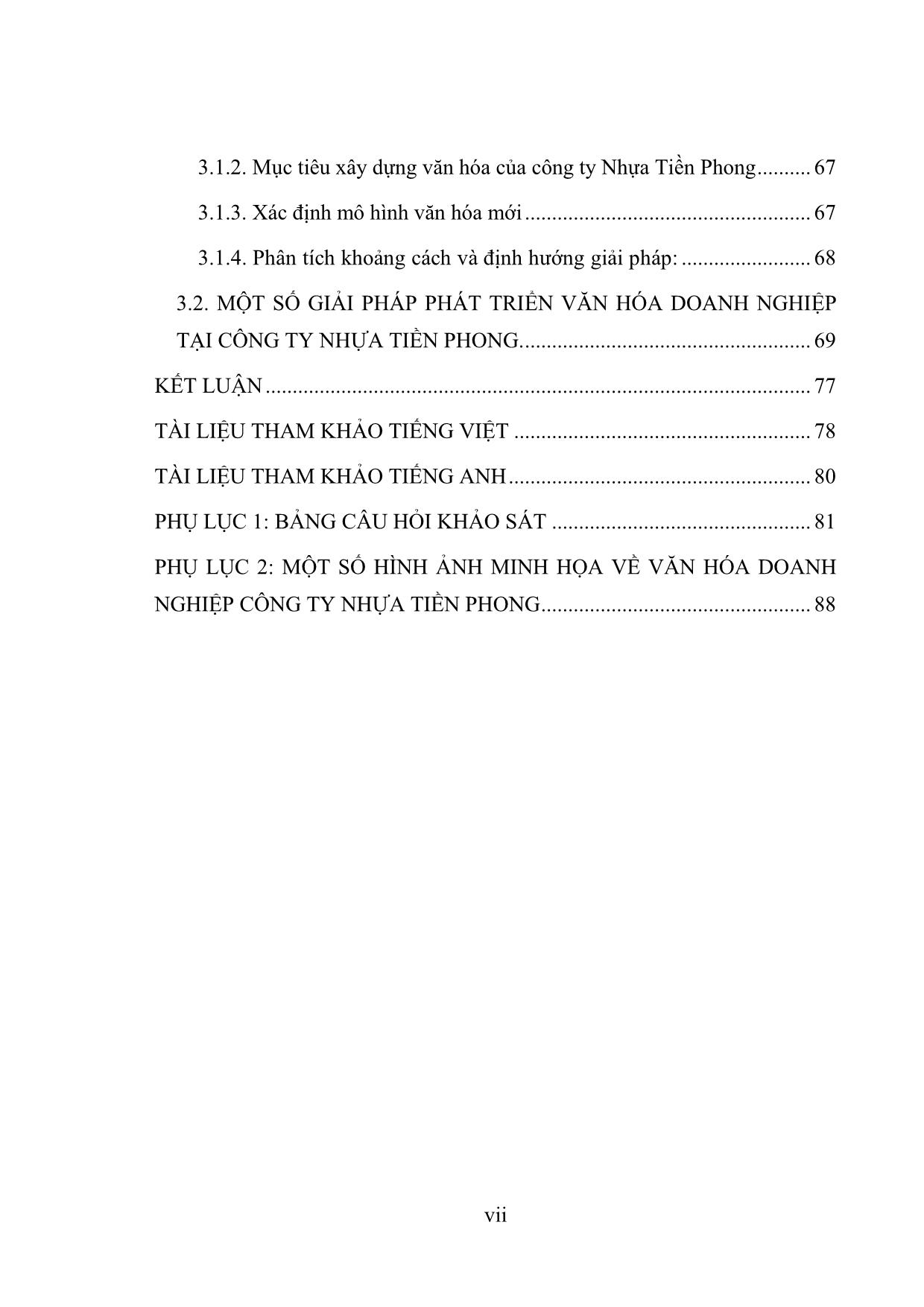 Tóm tắt Luận văn Phát triển văn hóa doanh nghiệp tại công ty Cổ phần nhựa thiếu niên Tiền Phong trang 8