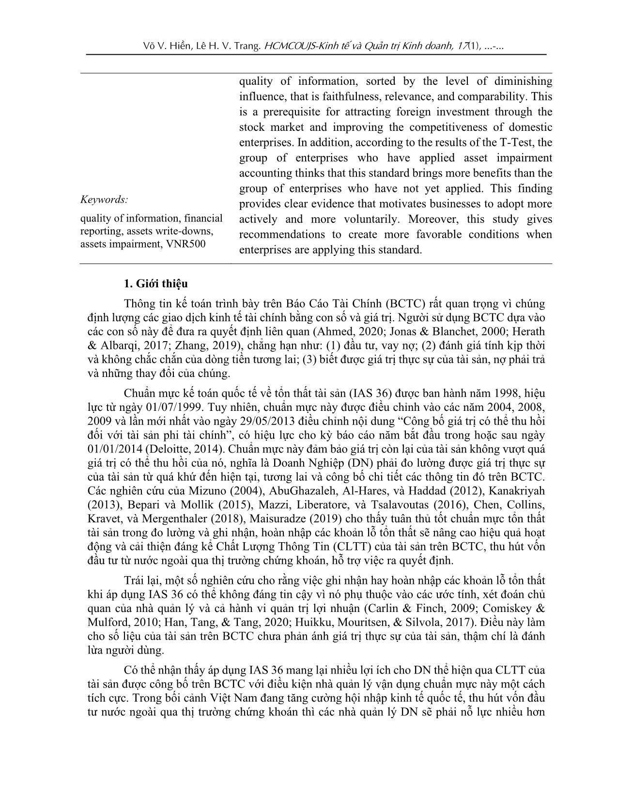 Mối quan hệ giữa áp dụng IAS 36 và chất lượng thông tin theo quan điểm người hành nghề: Một bằng chứng thực nghiệm từ Việt Nam trang 2