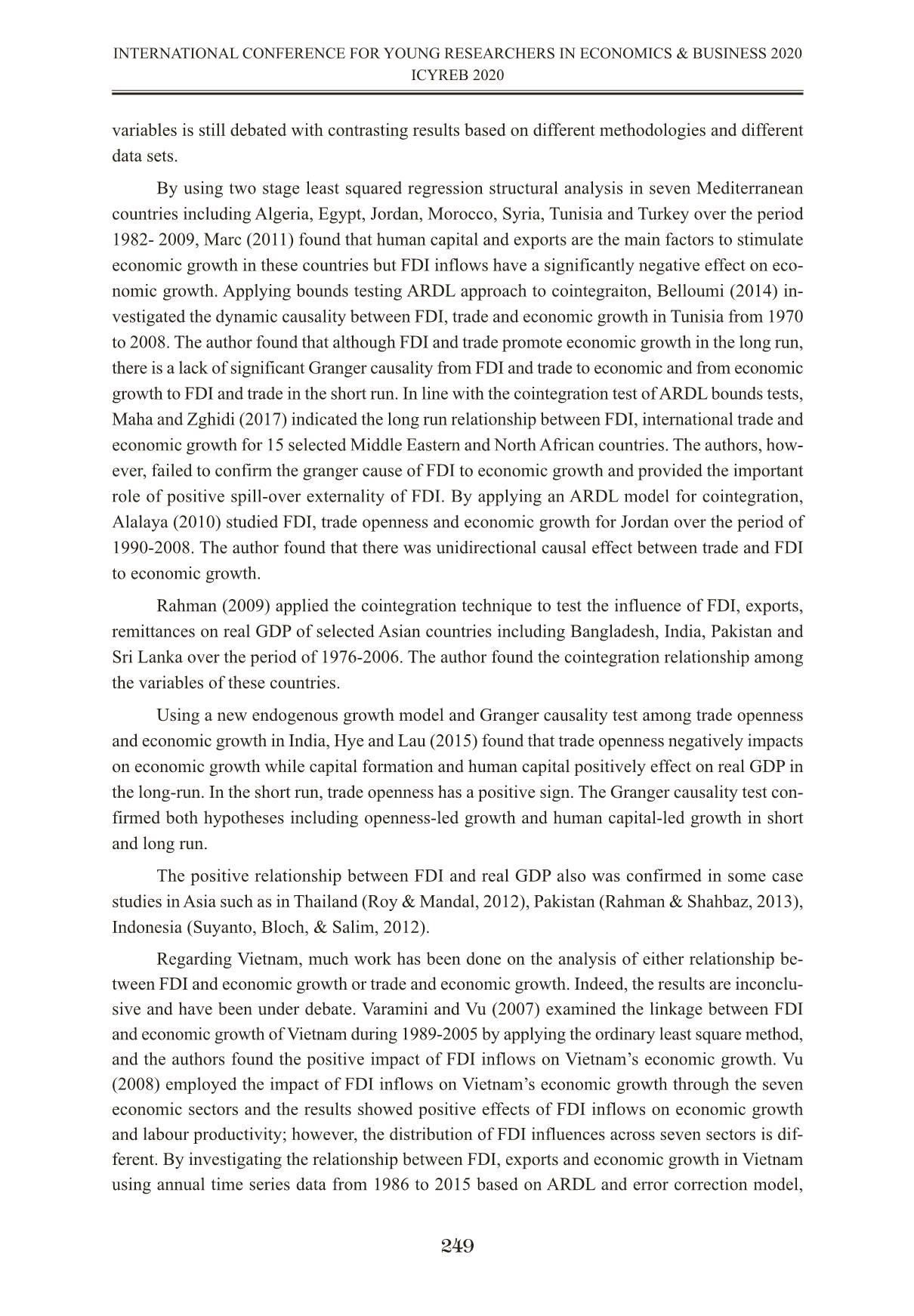 Mối quan hệ nhân quả giữa FDI, độ mở thương mại và tăng trưởng kinh tế ở Việt Nam bằng phương pháp Ardl kiểm định đường bao trang 5