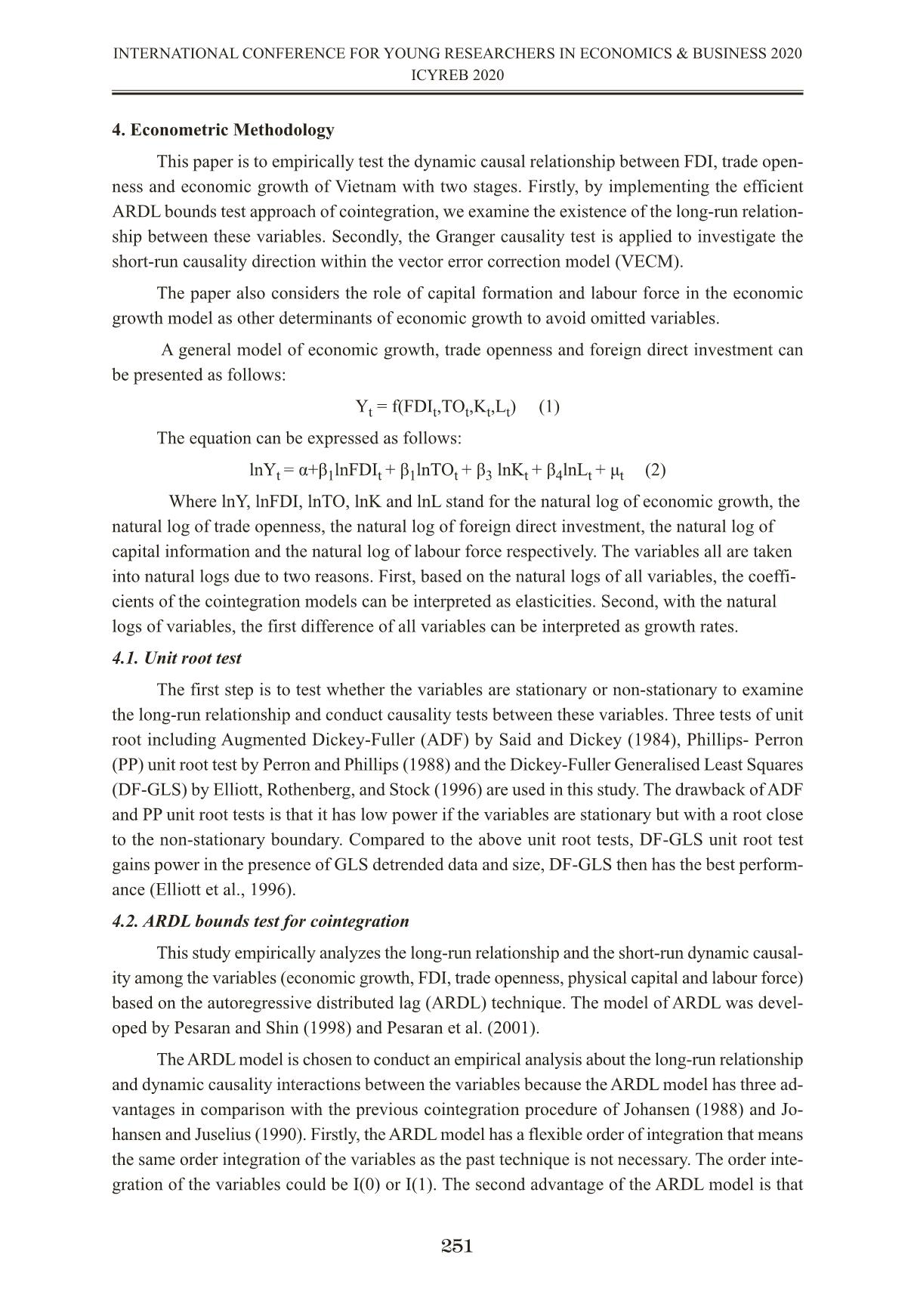 Mối quan hệ nhân quả giữa FDI, độ mở thương mại và tăng trưởng kinh tế ở Việt Nam bằng phương pháp Ardl kiểm định đường bao trang 7