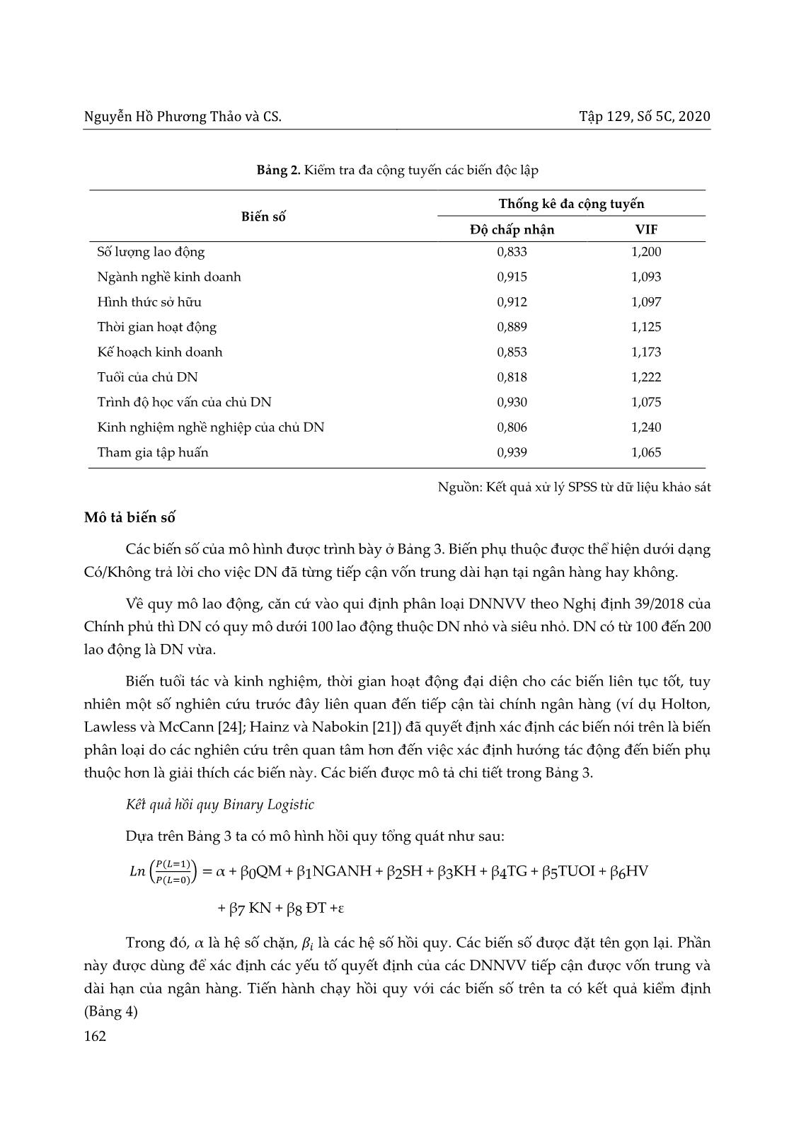 Nghiên cứu nhân tố ảnh hưởng đến khả năng tiếp cận vốn trung dài hạn ngân hàng của doanh nghiệp nhỏ và vừa ở tỉnh Thừa Thiên Huế trang 8