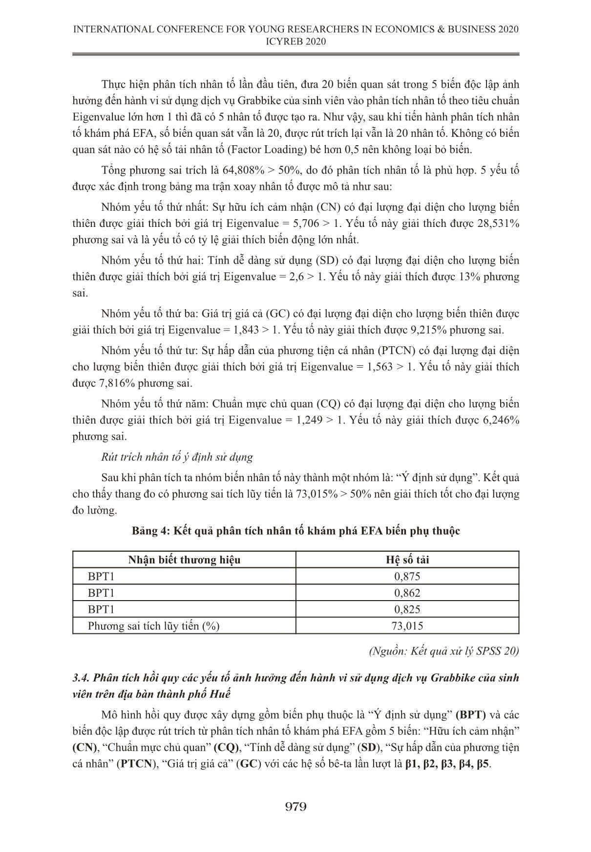 Nhân tố ảnh hưởng đến hành vi sử dụng dịch vụ xe ứng dụng công nghệ - Grabbike của sinh viên tại thành phố Huế trang 7