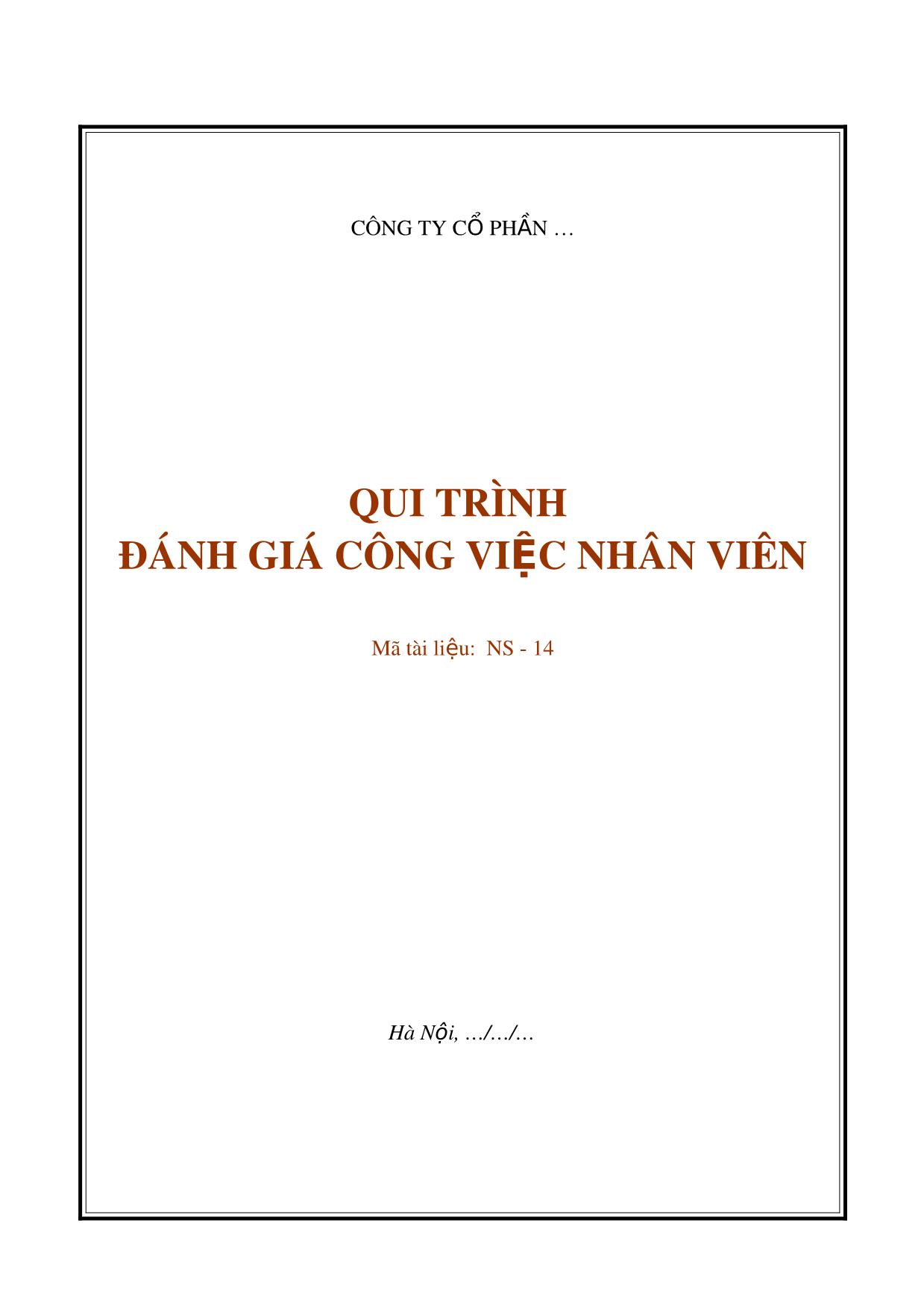 Tài liệu Quy trình đánh giá công việc nhân viên trang 1