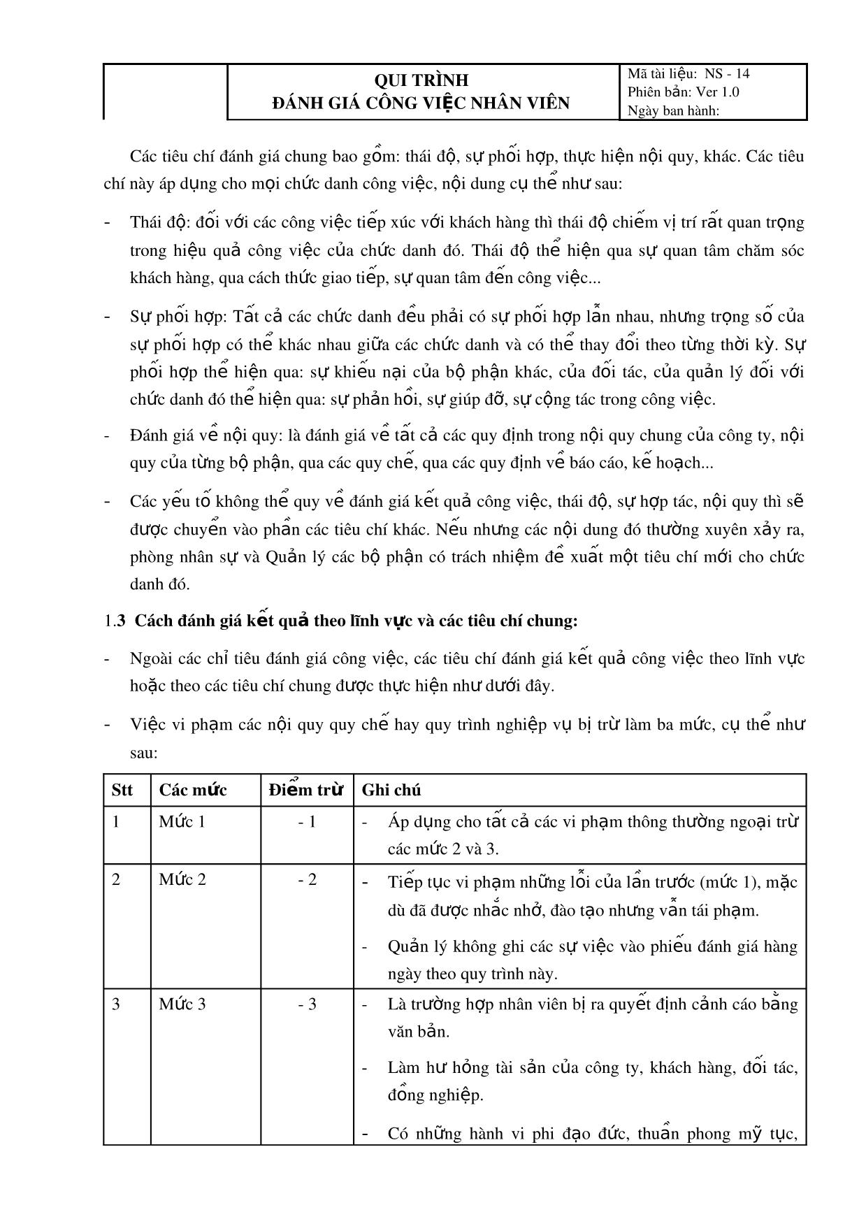 Tài liệu Quy trình đánh giá công việc nhân viên trang 5