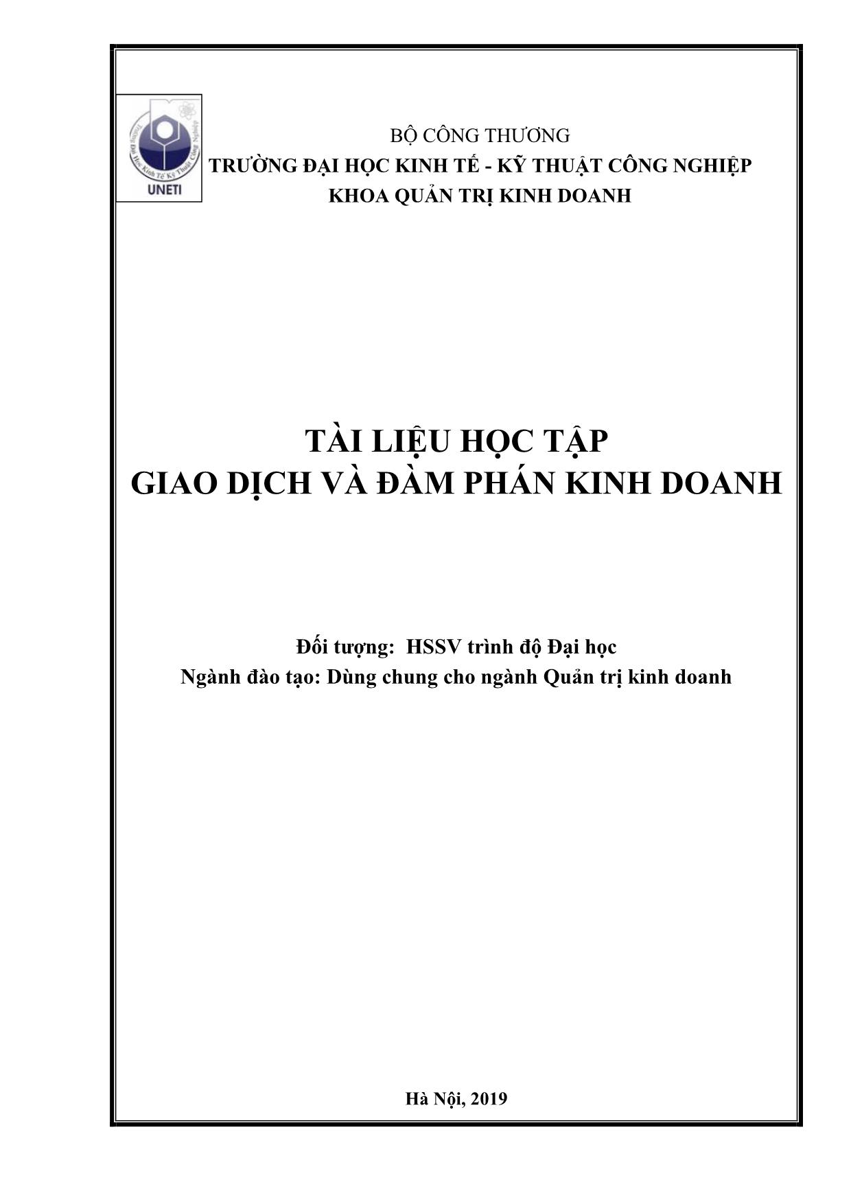 Giáo trình Giao dịch và đàm phán kinh doanh (Phần 1) trang 1