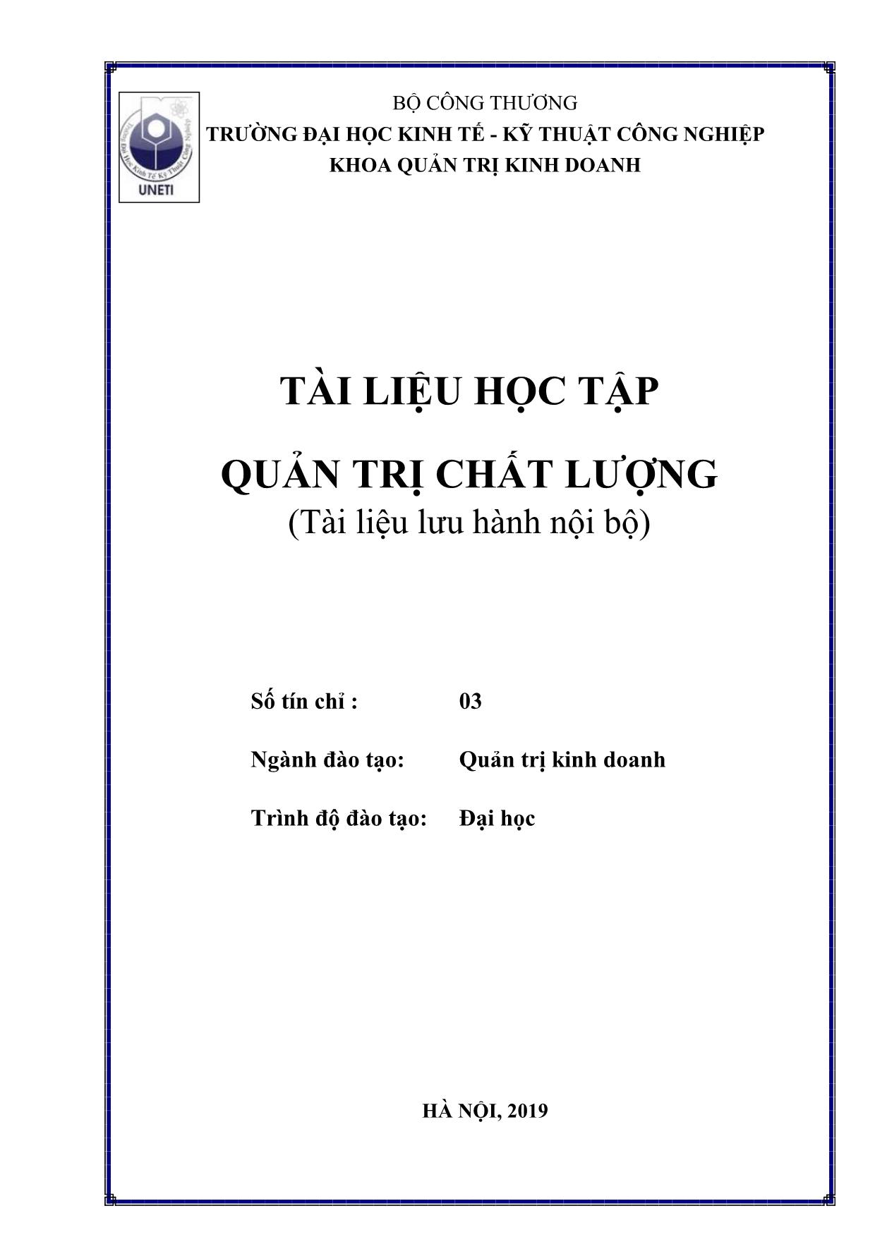 Giáo trình Quản trị chất lượng (Phần 1) trang 1