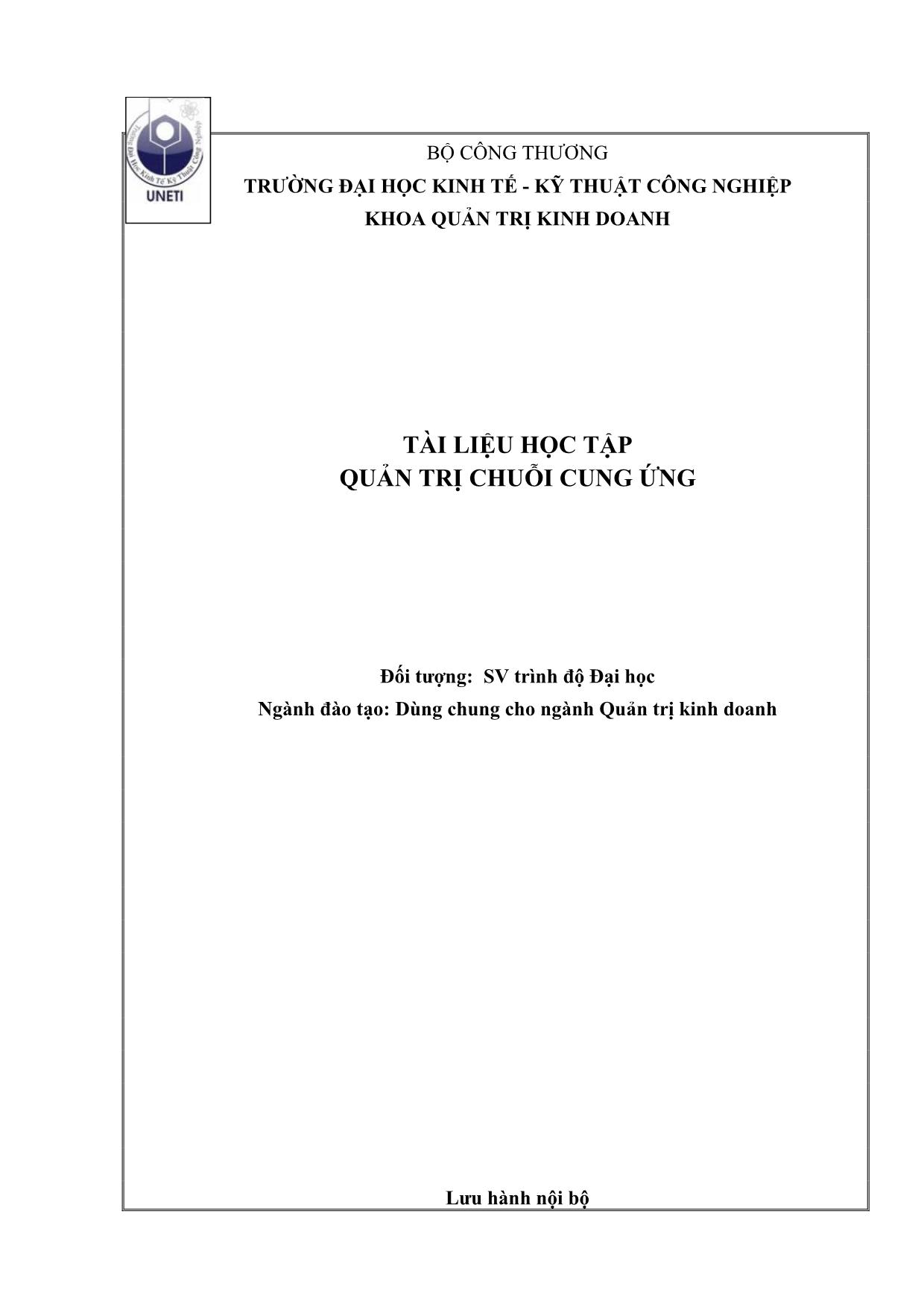 Giáo trình Quản trị chuỗi cung ứng (Phần 1) trang 1