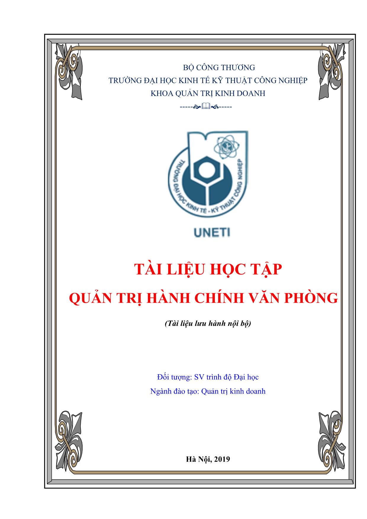 Giáo trình Quản trị hành chính văn phòng trang 1