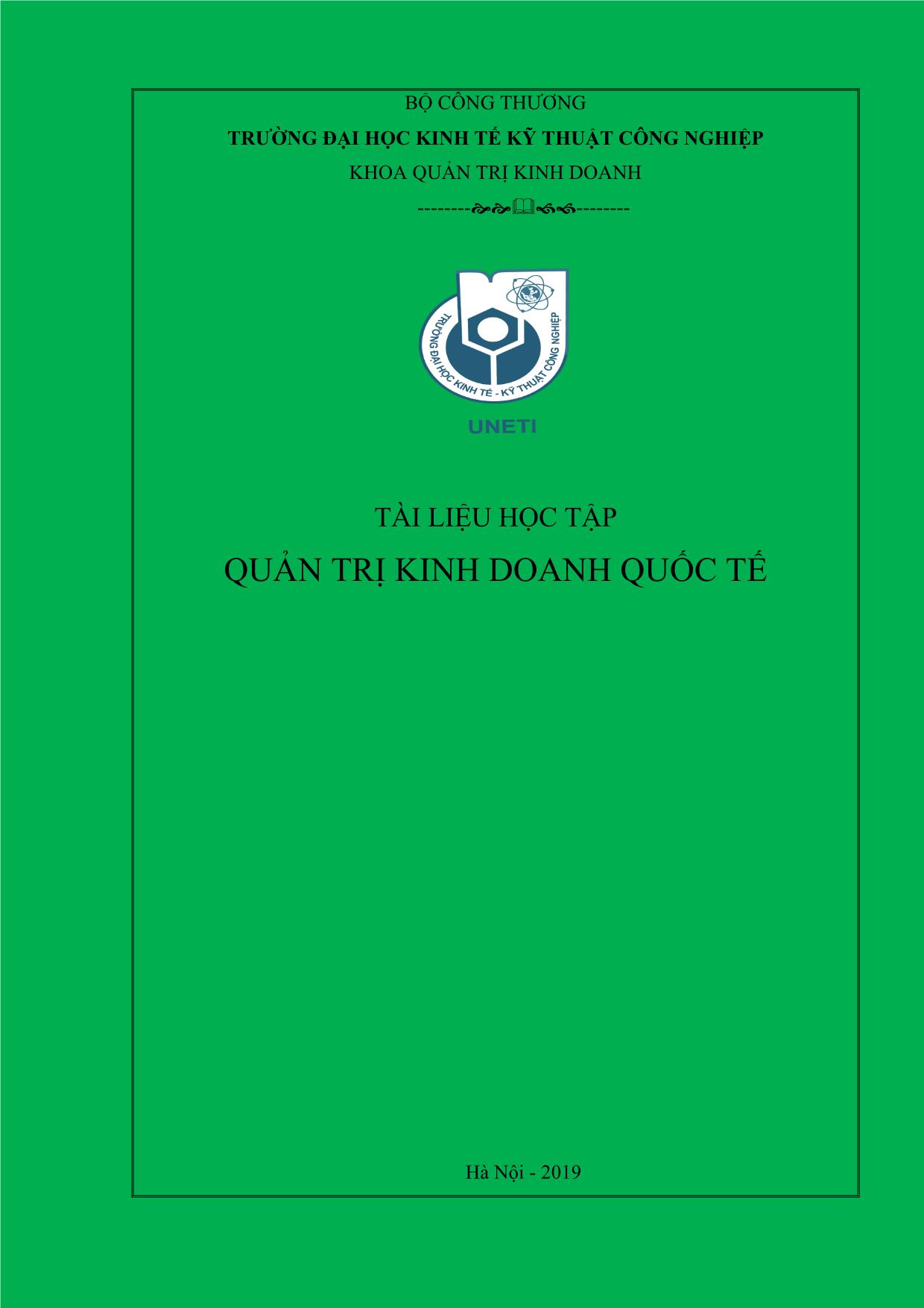 Giáo trình Quản trị kinh doanh quốc tế (Phần 1) trang 1