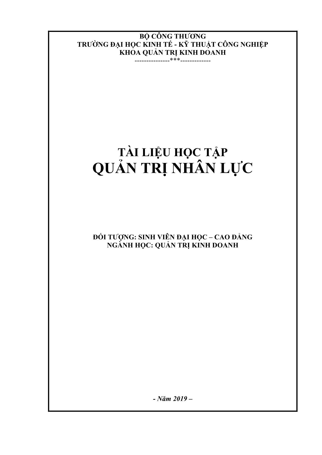 Giáo trình Quản trị nhân lực (Phần 1) trang 1