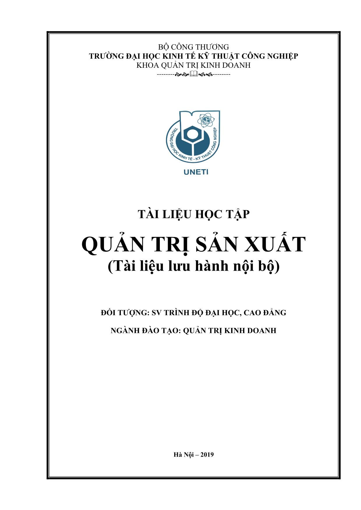 Giáo trình môn Quản trị sản xuất (Phần 1) trang 1