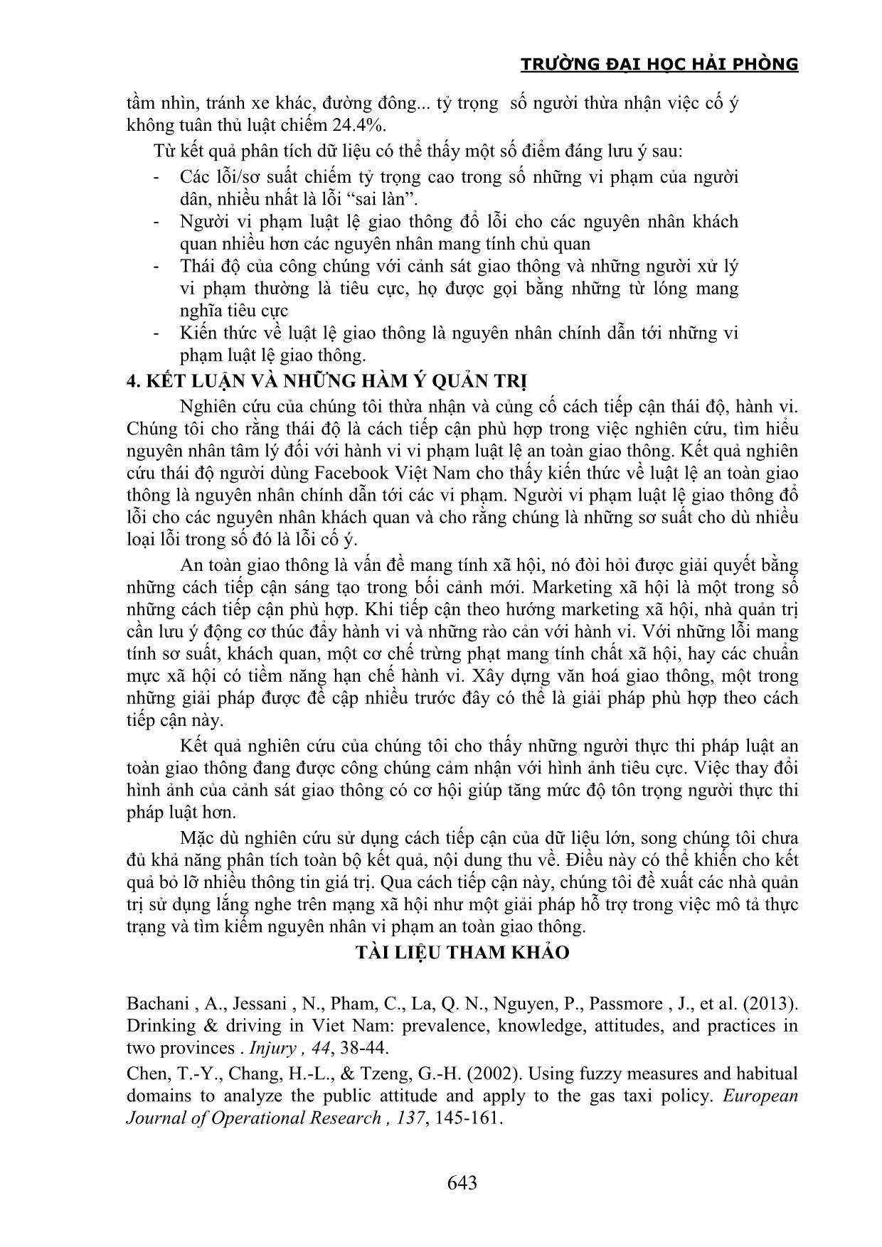 Thái độ của người dân với hành vi vi phạm luật lệ giao thông: Nghiên cứu trên dữ liệu lớn (big data) facebook tại Việt Nam trang 6