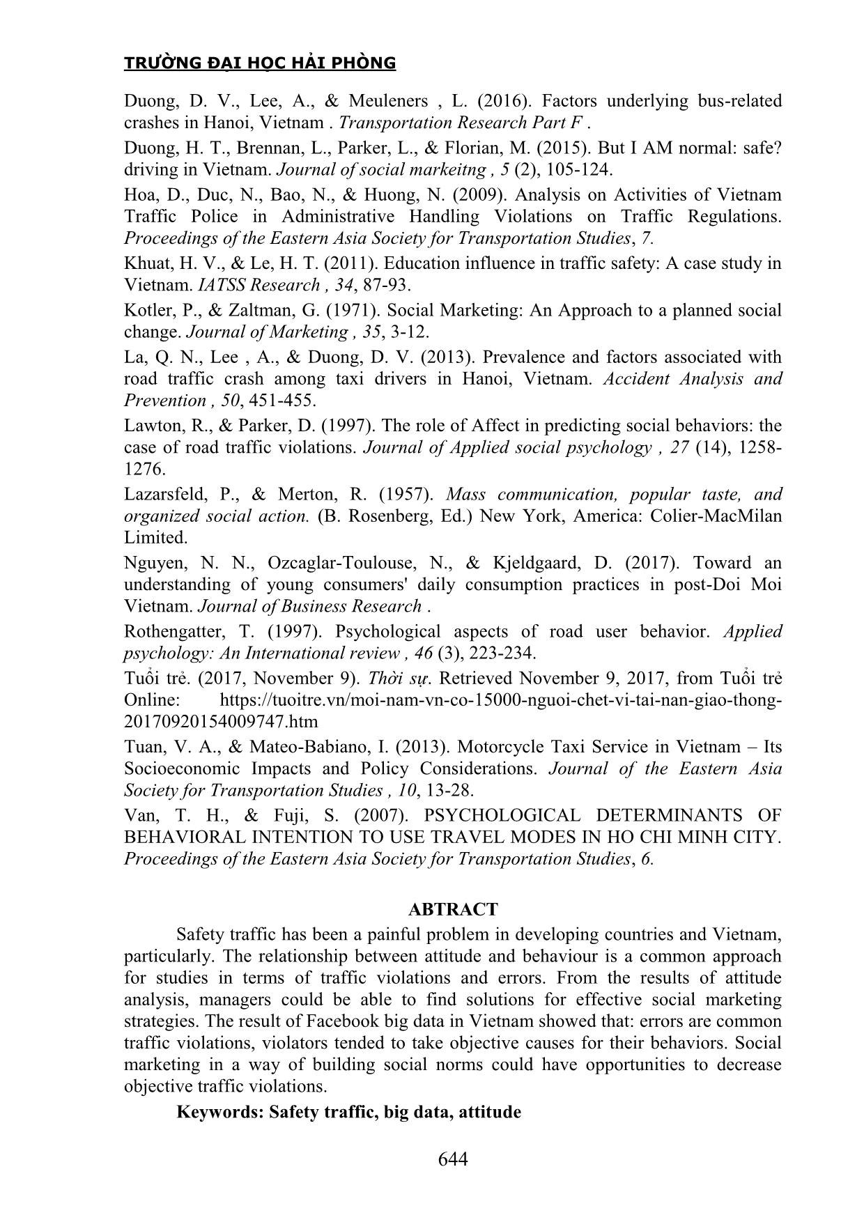Thái độ của người dân với hành vi vi phạm luật lệ giao thông: Nghiên cứu trên dữ liệu lớn (big data) facebook tại Việt Nam trang 7