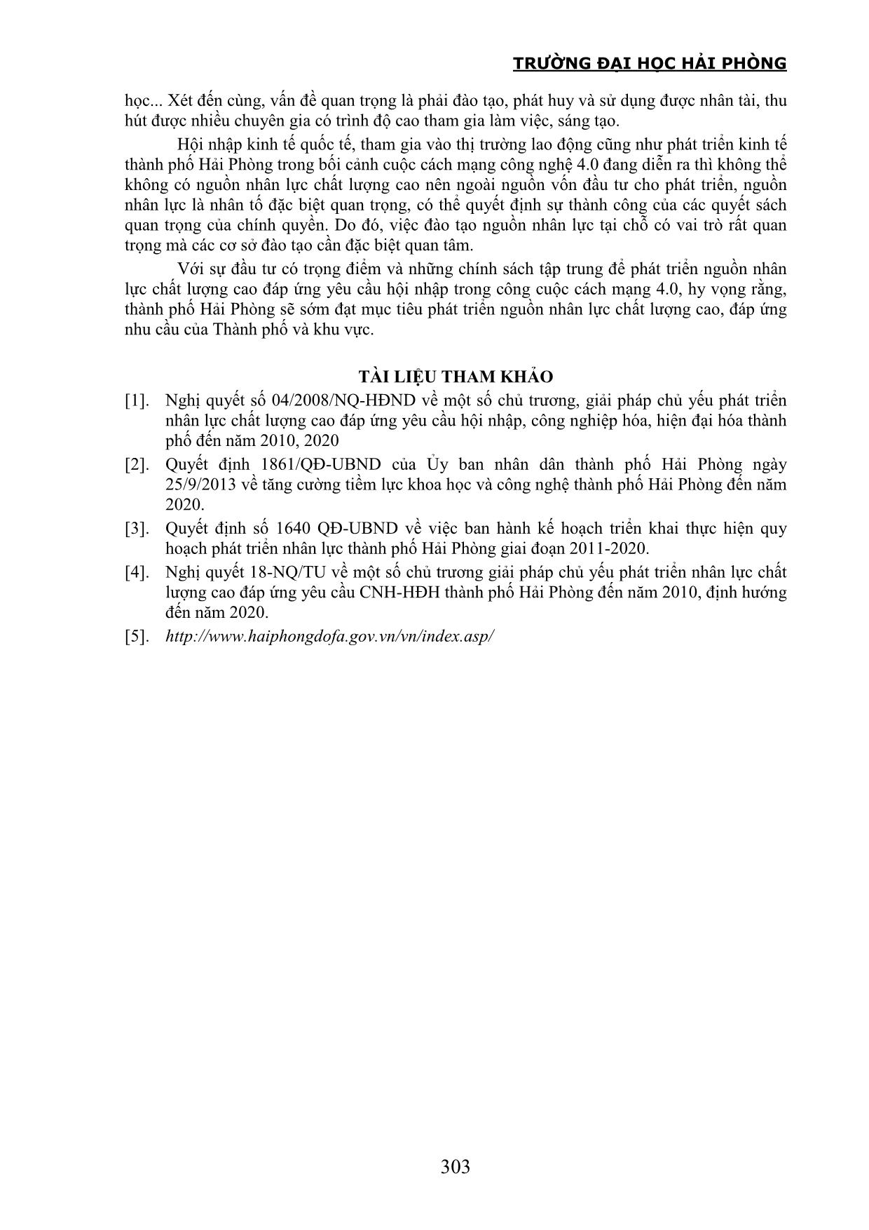 Thành phố Hải Phòng trong việc phát triển nguồn nhân lực chất lượng cao đáp ứng yêu cầu hội nhập trong cuộc cách mạng công nghệ 4.0 trang 6