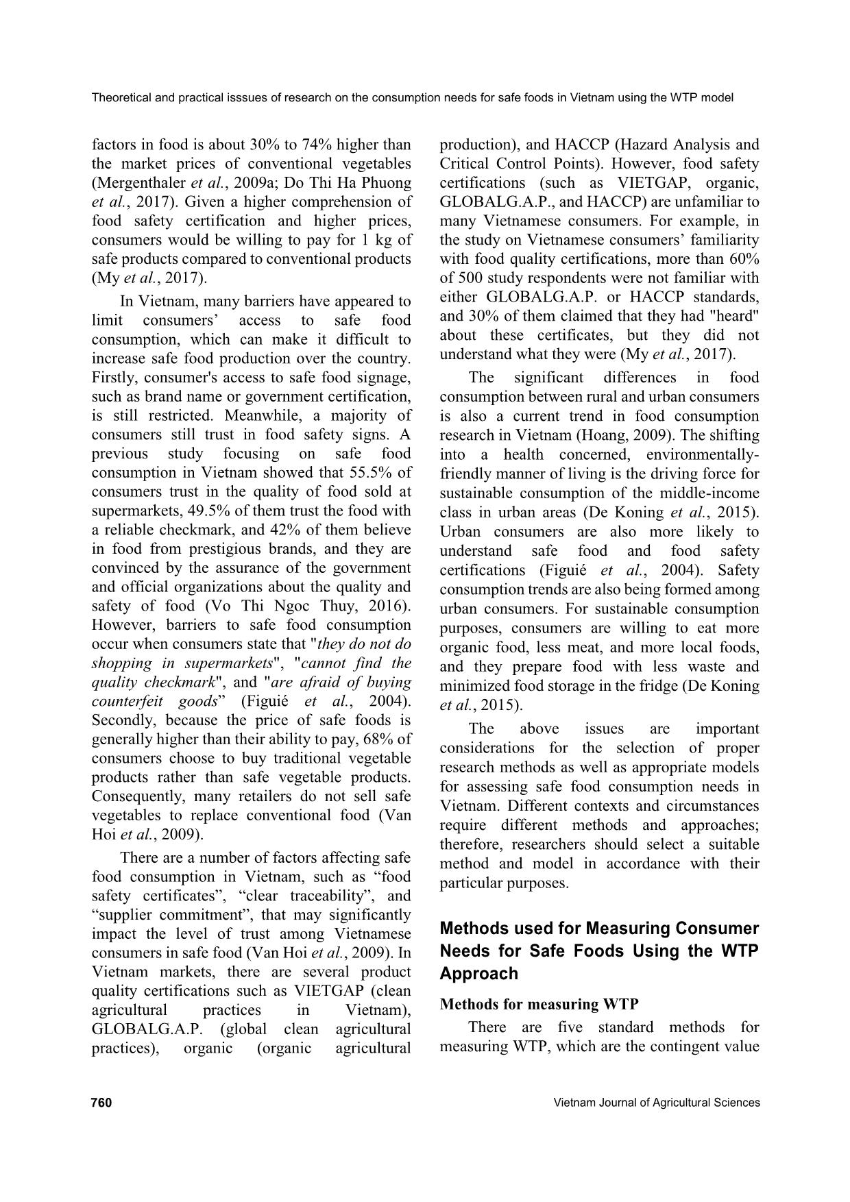 Theoretical and practical issues of research on the consumption needs for safe foods in Viet Nam using the willingness to pay model trang 5