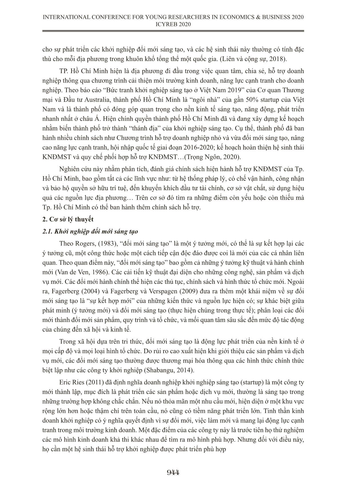 Thực trạng cơ chế hỗ trợ khởi nghiệp đổi mới sáng tạo được ban hành và vận dụng ở thành phố Hồ Chí Minh trang 2