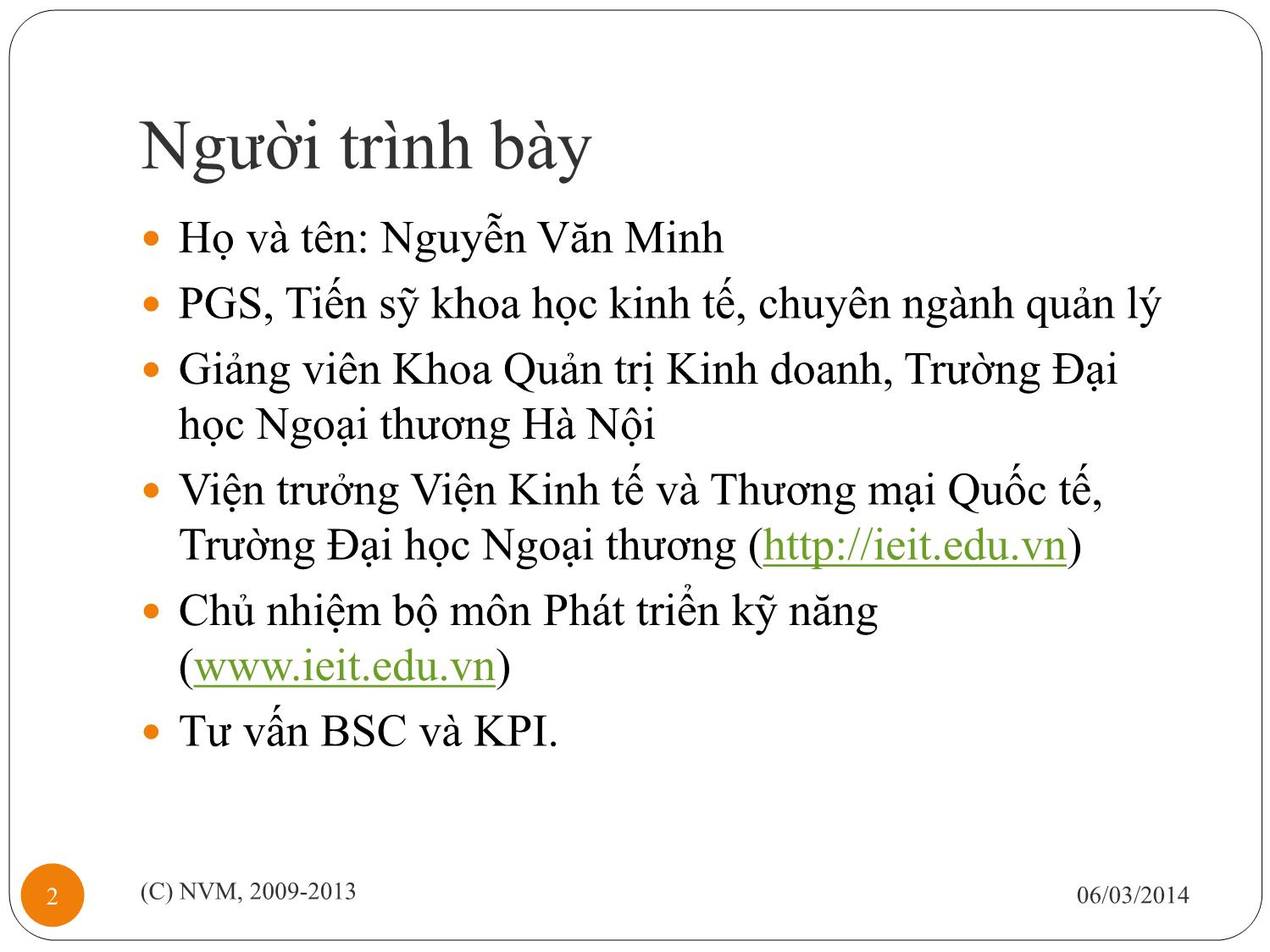 Bài giảng Ứng dụng BSC và KPI trong doanh nghiệp - Nguyễn Văn Minh trang 1