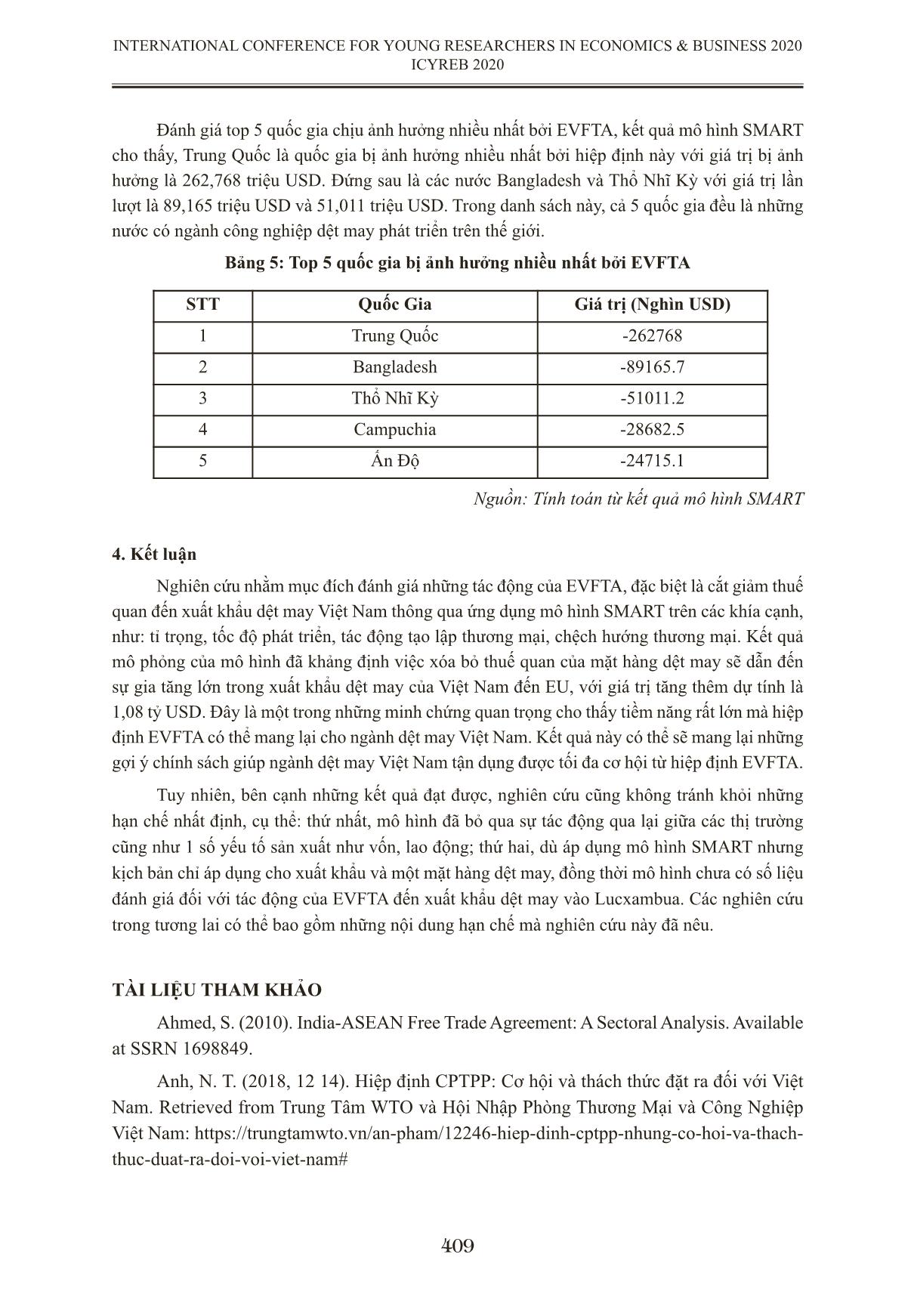 Ứng dụng mô hình Smart đánh giá tác động của Evfta đến hoạt động xuất khẩu hàng dệt may của Việt Nam trang 10