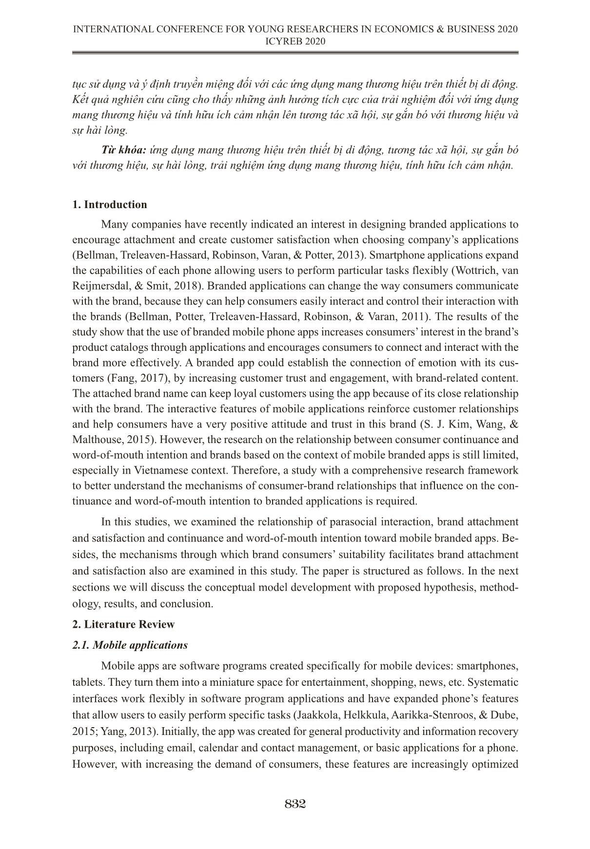 Vai trò của tương tác xã hội, sự gắn bó với thương hiệu và sự hài lòng trong việc ảnh hưởng lên ý định tiếp tục sử dụng và truyền miệng đối với ứng dụng di động mang thương hiệu: Một nghiên cứu thực nghiệm trong bối cảnh Việt Nam trang 2