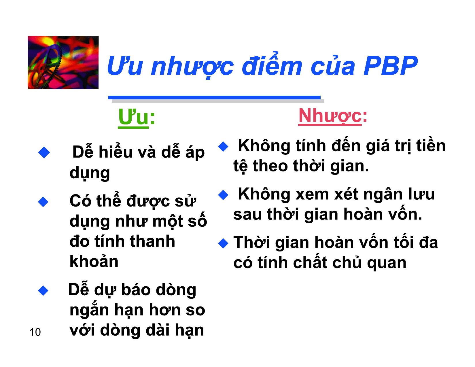 Bài giảng Các tiêu chí quyết định đầu tư dài hạn trang 10