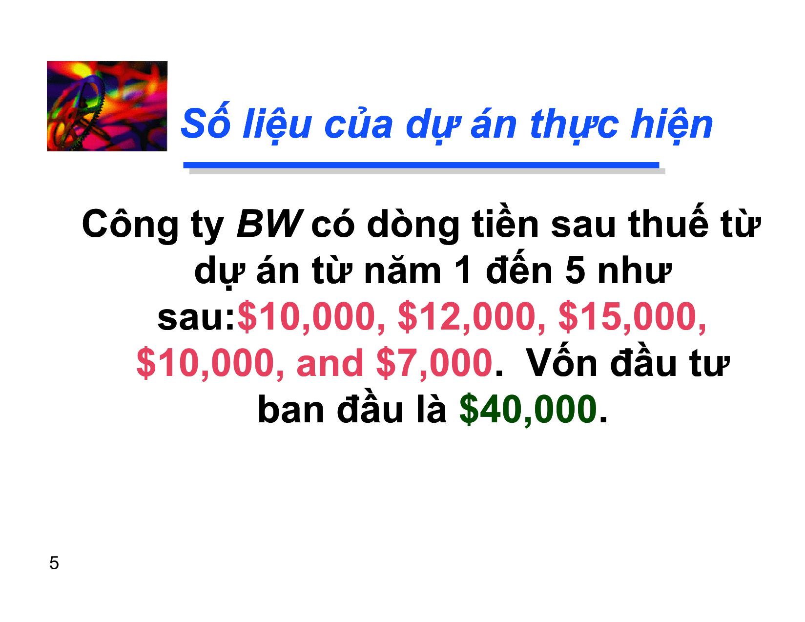 Bài giảng Các tiêu chí quyết định đầu tư dài hạn trang 5