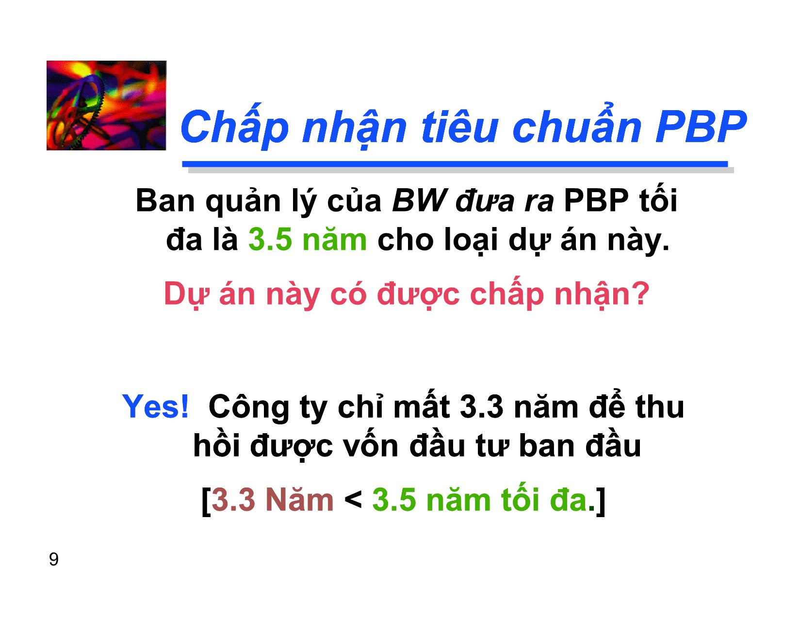 Bài giảng Các tiêu chí quyết định đầu tư dài hạn trang 9