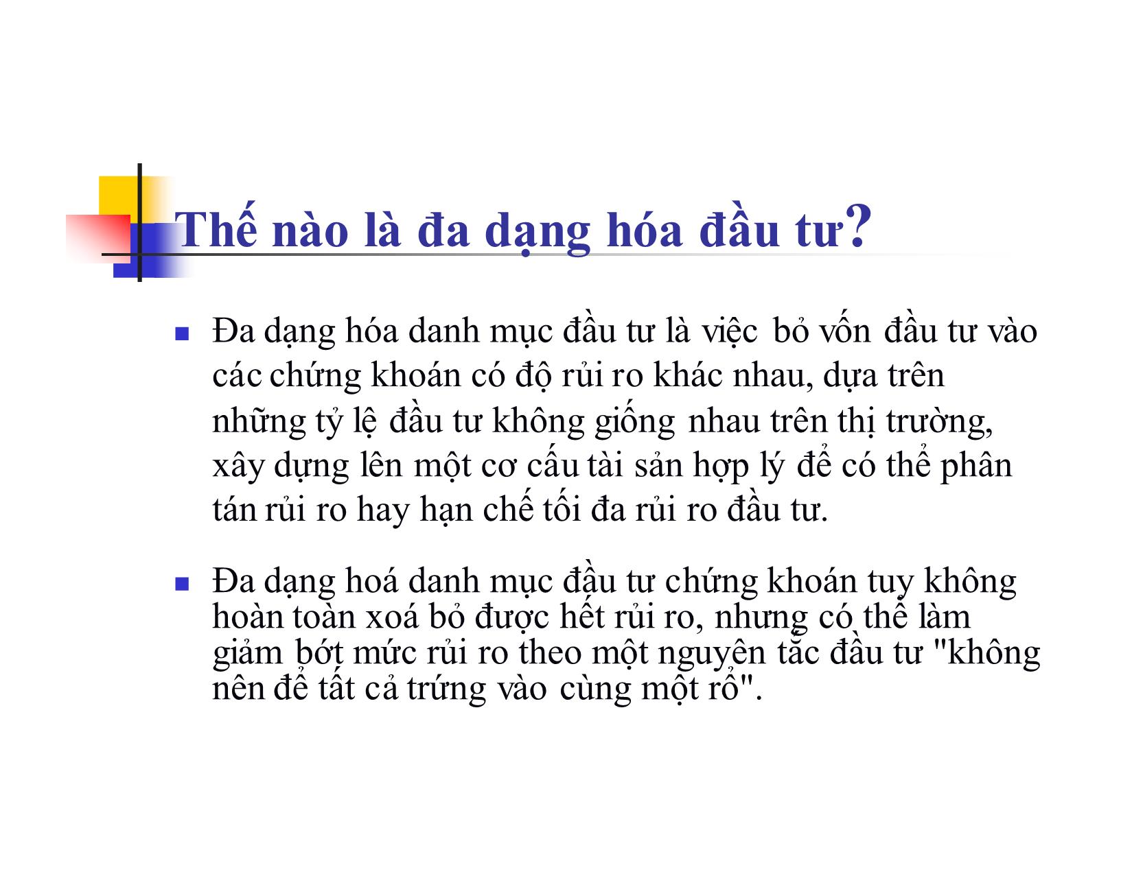 Bài giảng Đa dạng hóa danh mục đầu tư trang 2