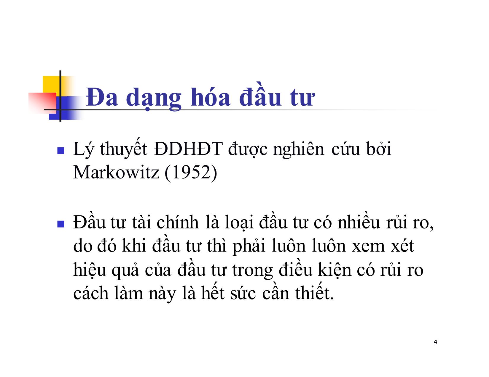 Bài giảng Đa dạng hóa danh mục đầu tư trang 4