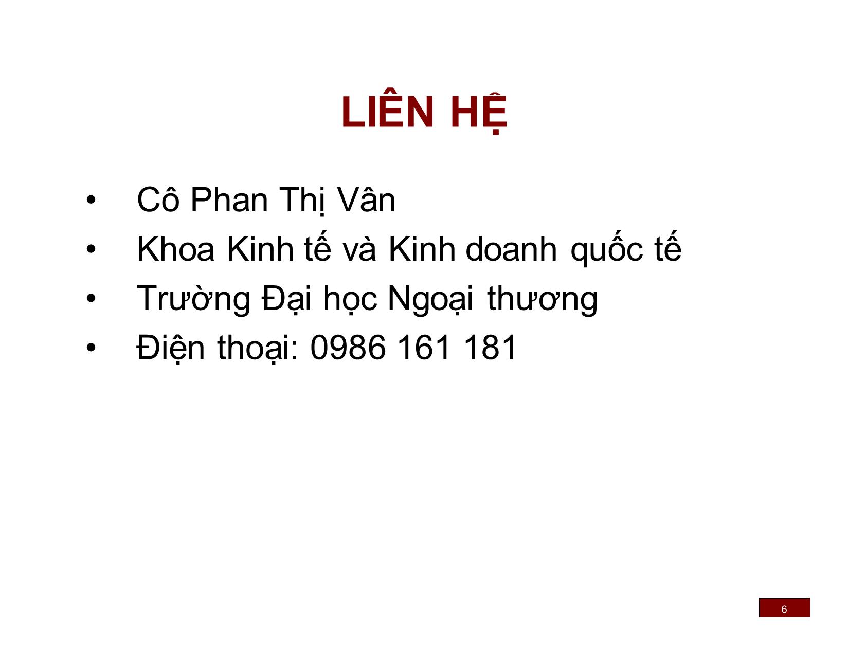 Bài giảng Đầu tư nước ngoài - Chương 1: Tổng quan về đầu tư nước ngoài - Phan Thị Vân trang 6