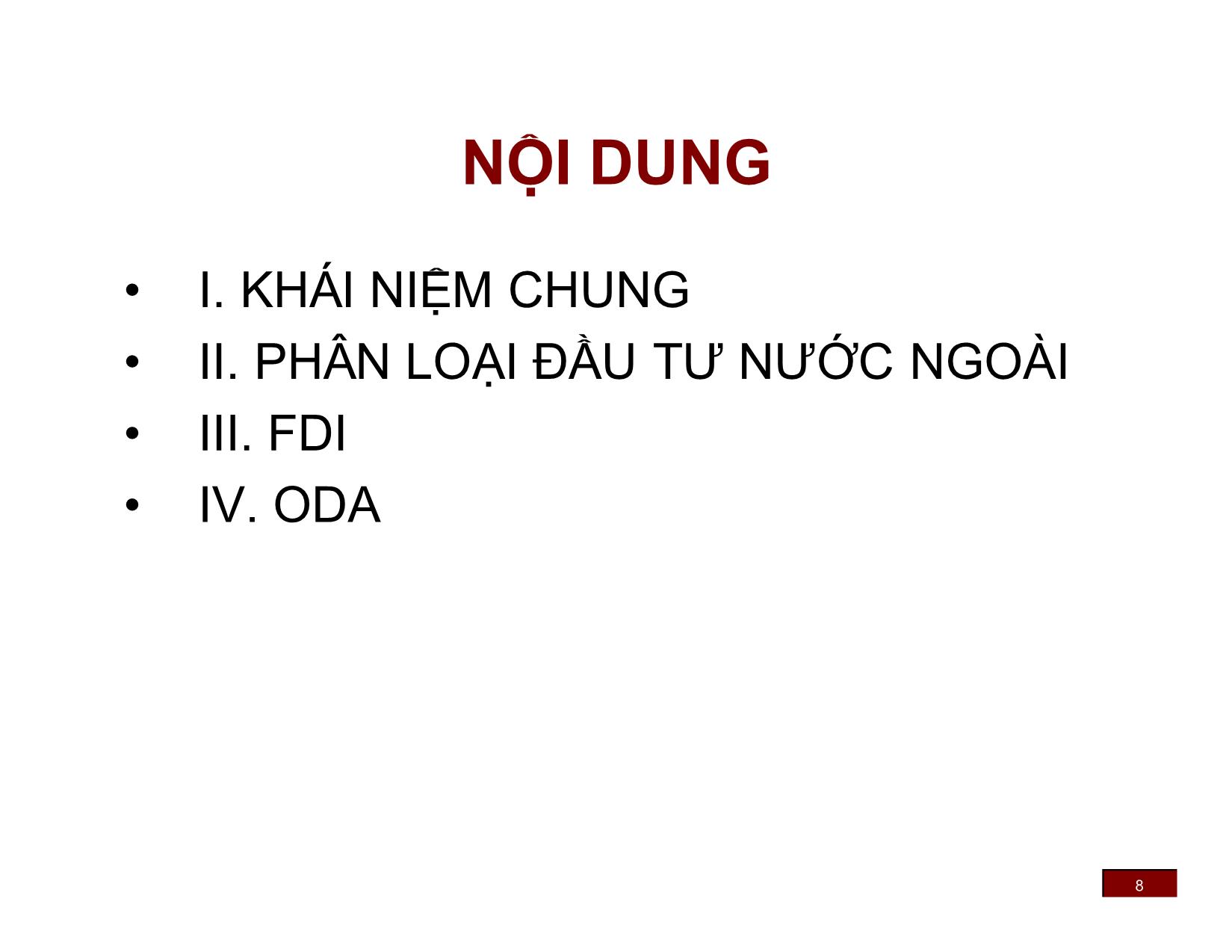 Bài giảng Đầu tư nước ngoài - Chương 1: Tổng quan về đầu tư nước ngoài - Phan Thị Vân trang 8