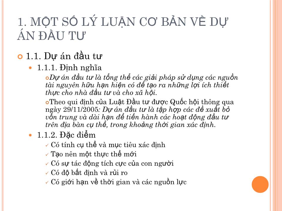 Bài giảng Đầu tư nước ngoài và chuyển giao công nghệ - Chương 2: Dự án đầu tư trực tiếp nước ngoài trang 3