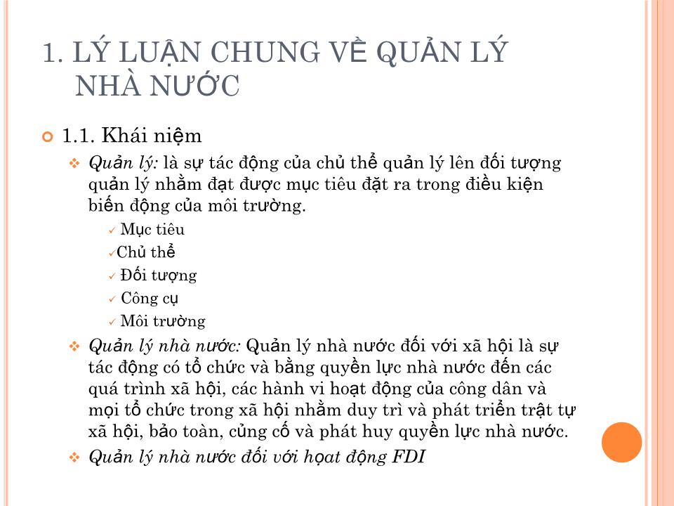 Bài giảng Đầu tư nước ngoài và chuyển giao công nghệ - Chương 3: Quản lý nhà nước hoạt động đầu tư trực tiếp nước ngoài trang 3