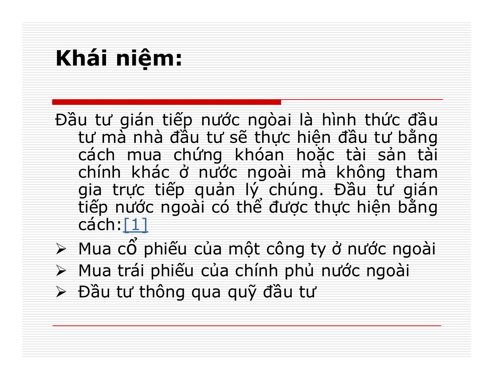 Bài giảng Đầu tư quốc tế - Chương 1: Đầu tư gián tiếp nước ngoài trang 1