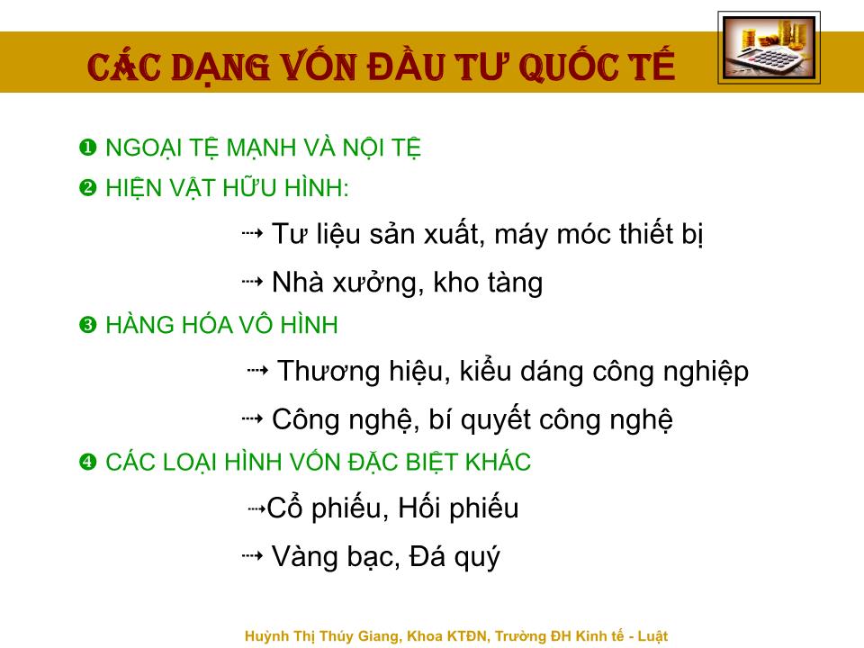 Bài giảng Đầu tư quốc tế - Chương 1: Tổng quan về đầu tư quốc tế - Huỳnh Thị Thúy Giang trang 7