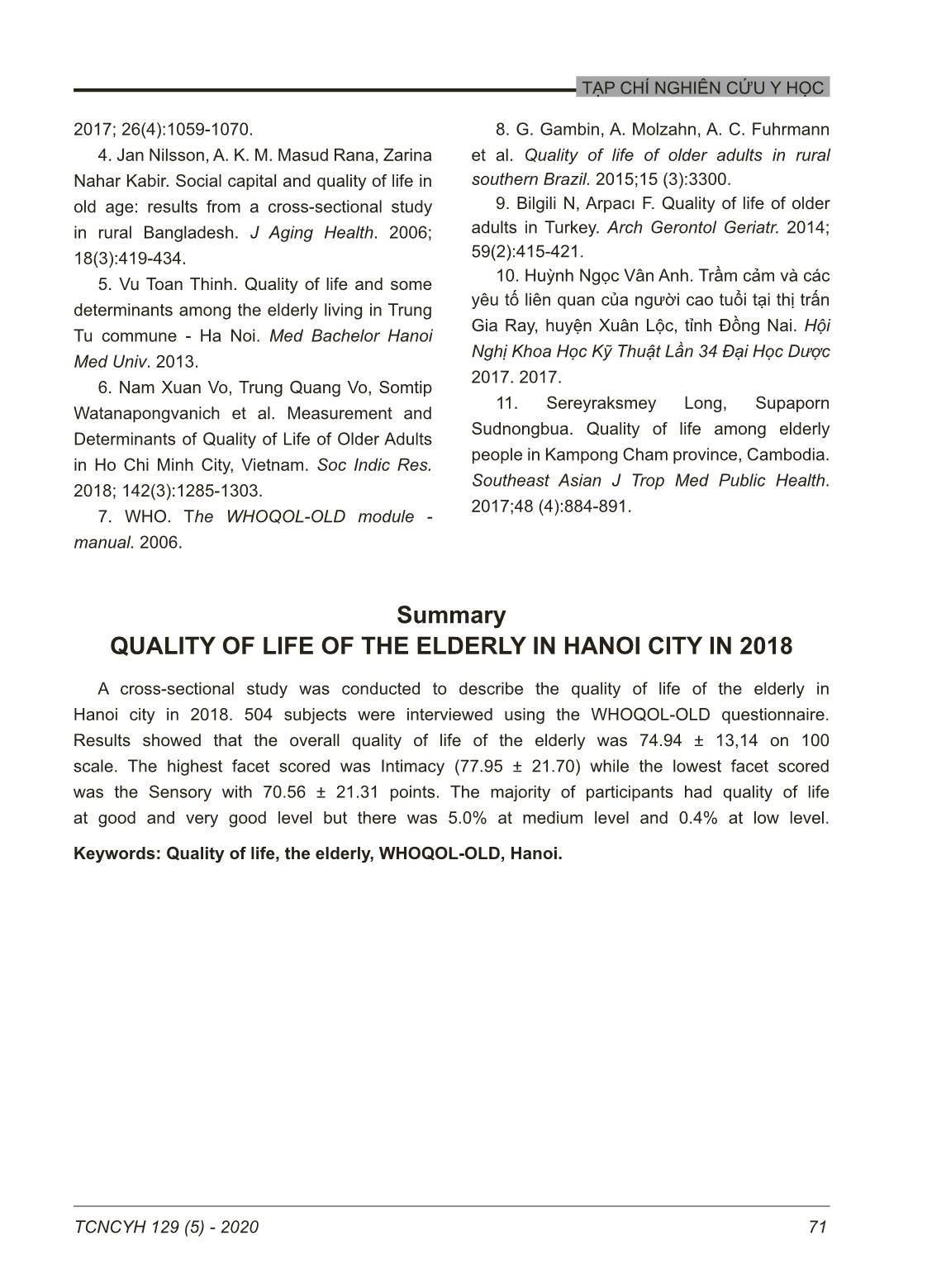 Chất lượng cuộc sống của người cao tuổi thành phố Hà Nội năm 2018 trang 6
