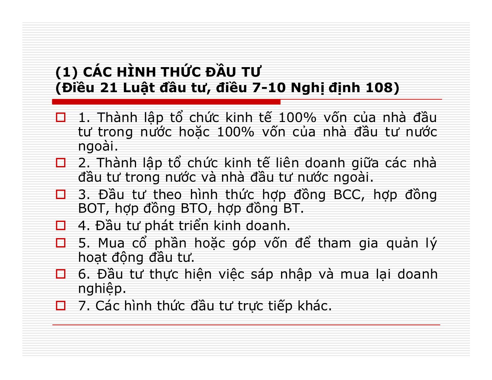 Bài giảng Đầu tư quốc tế - Chương 3: Hình thành, thẩm định, cấp giấy phép đầu tư trang 2