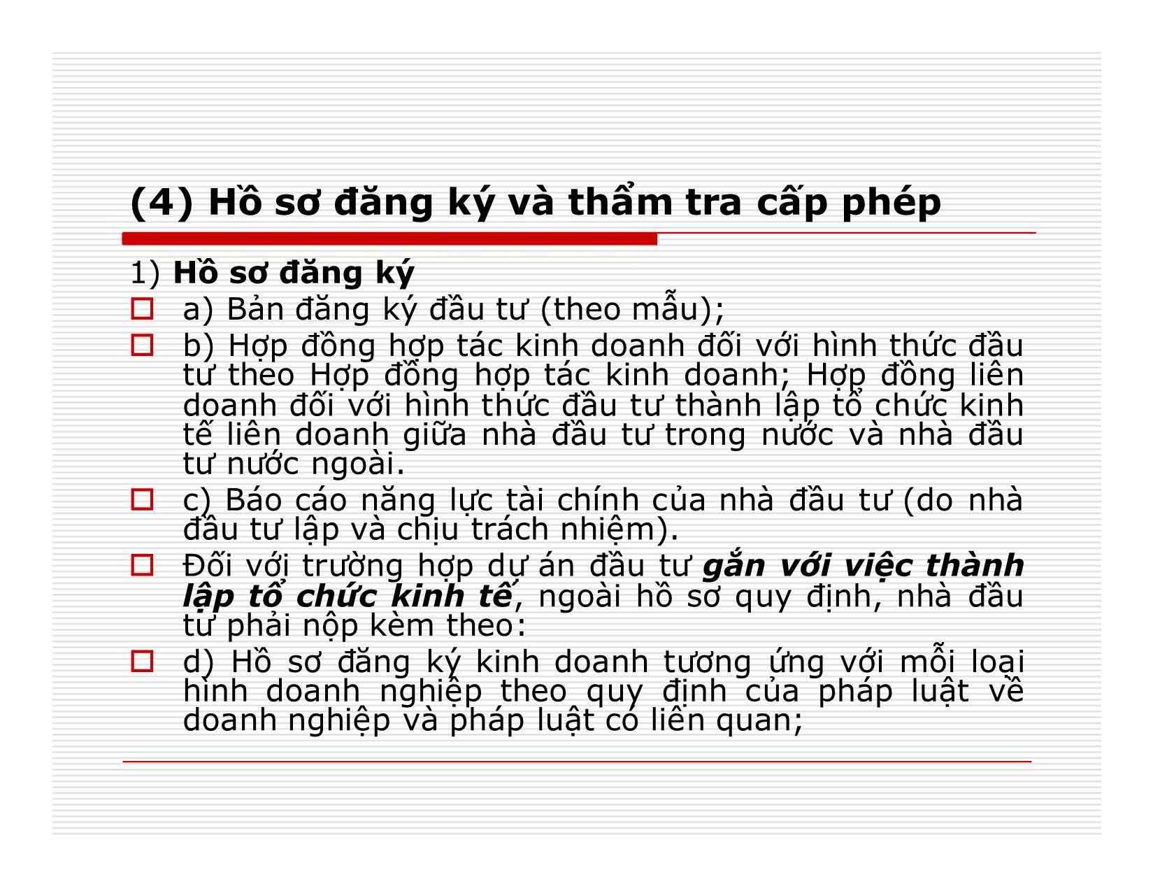 Bài giảng Đầu tư quốc tế - Chương 3: Hình thành, thẩm định, cấp giấy phép đầu tư trang 7