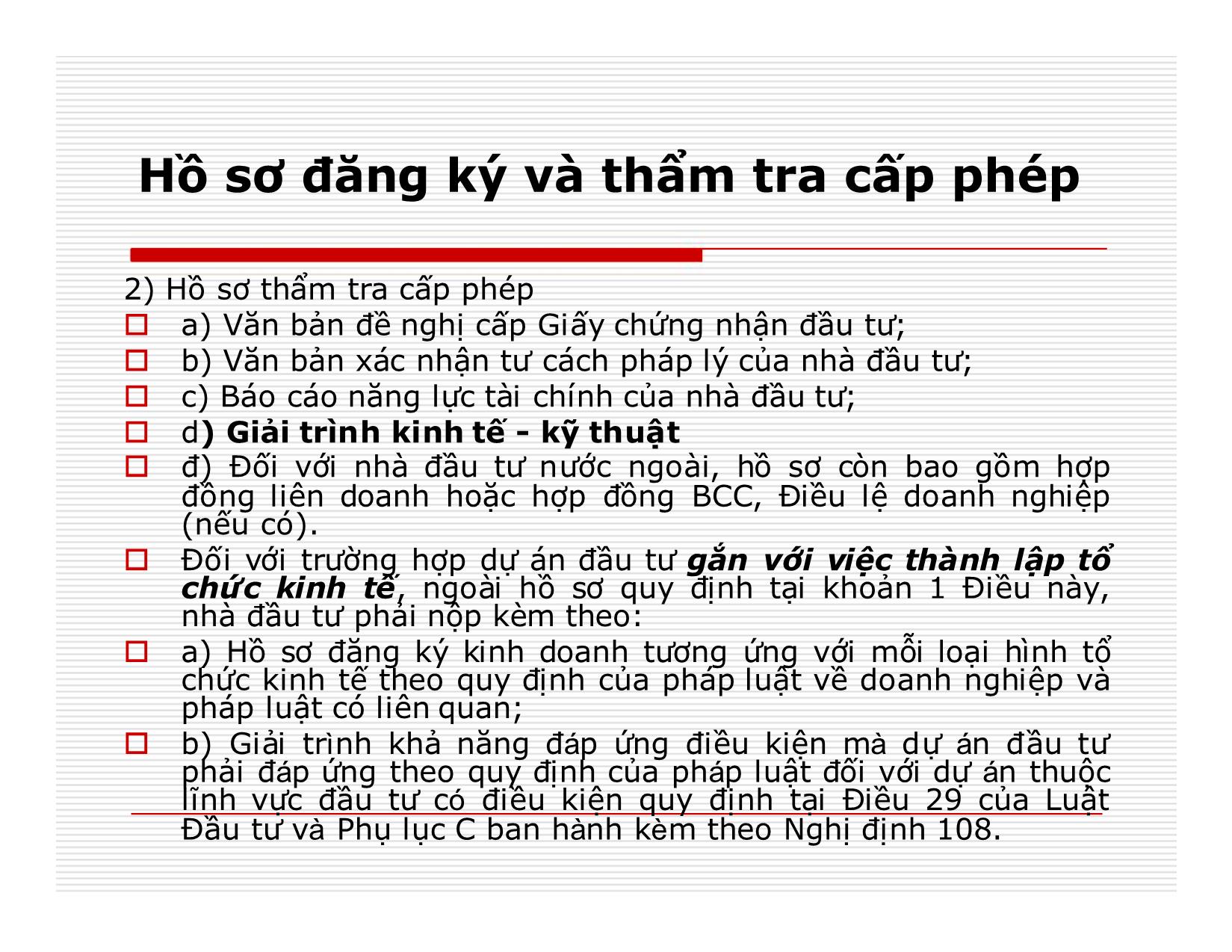 Bài giảng Đầu tư quốc tế - Chương 3: Hình thành, thẩm định, cấp giấy phép đầu tư trang 8