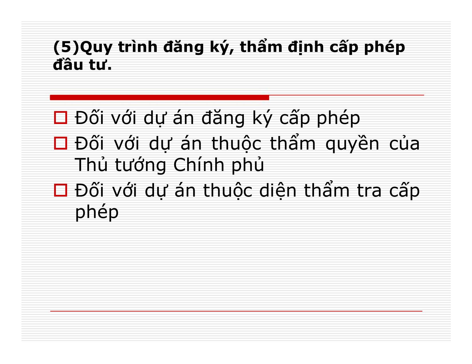 Bài giảng Đầu tư quốc tế - Chương 3: Hình thành, thẩm định, cấp giấy phép đầu tư trang 9