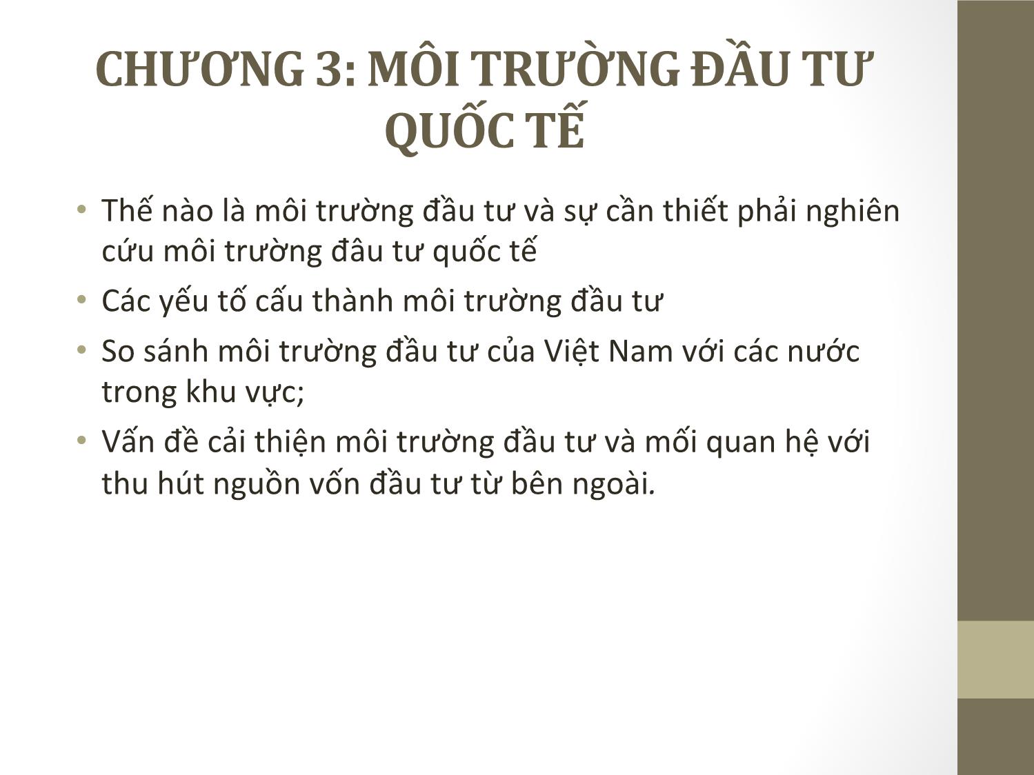 Bài giảng Đầu tư quốc tế - Chương 3: Môi trường đầu tư quốc  tế - Phạm Thành Hiền Thục trang 1