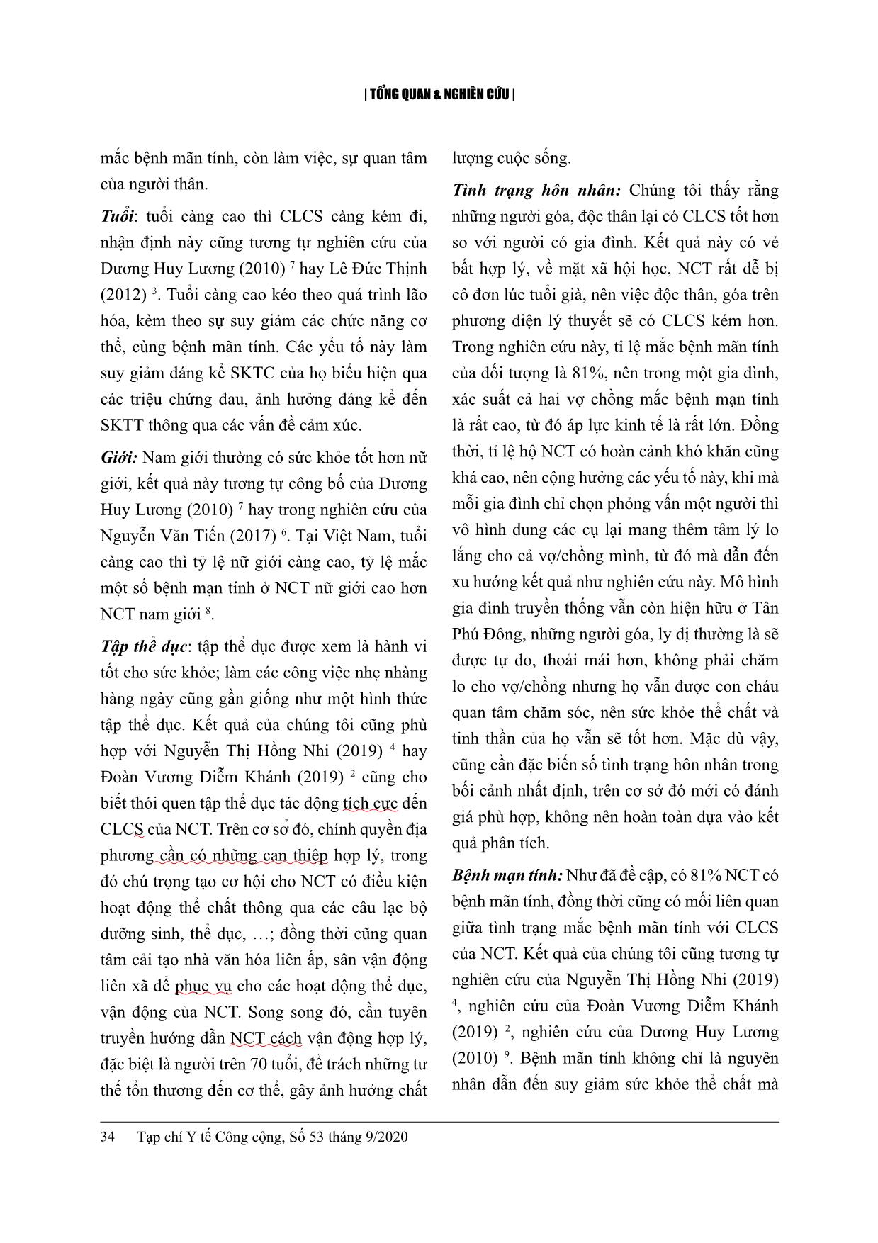 Chất lượng cuộc sống và một số yếu tố liên quan ở người cao tuổi tại huyện Tân Phú Đông, tỉnh Tiền Giang năm 2020 trang 9