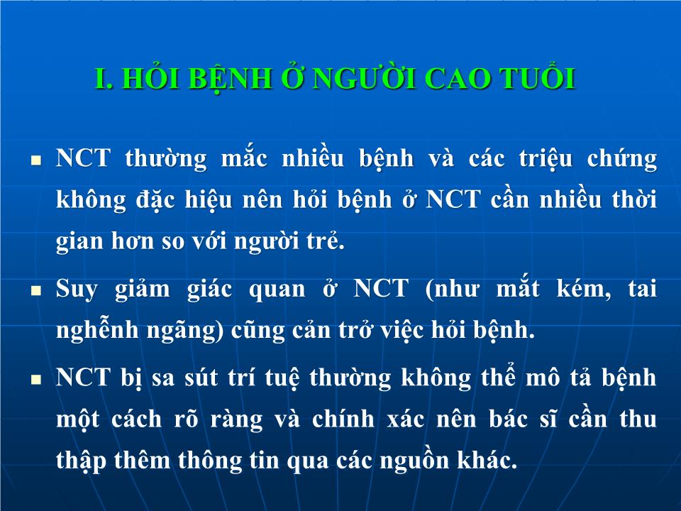 Bài giảng Nguyên tắc khám bệnh ở người cao tuổi trang 4