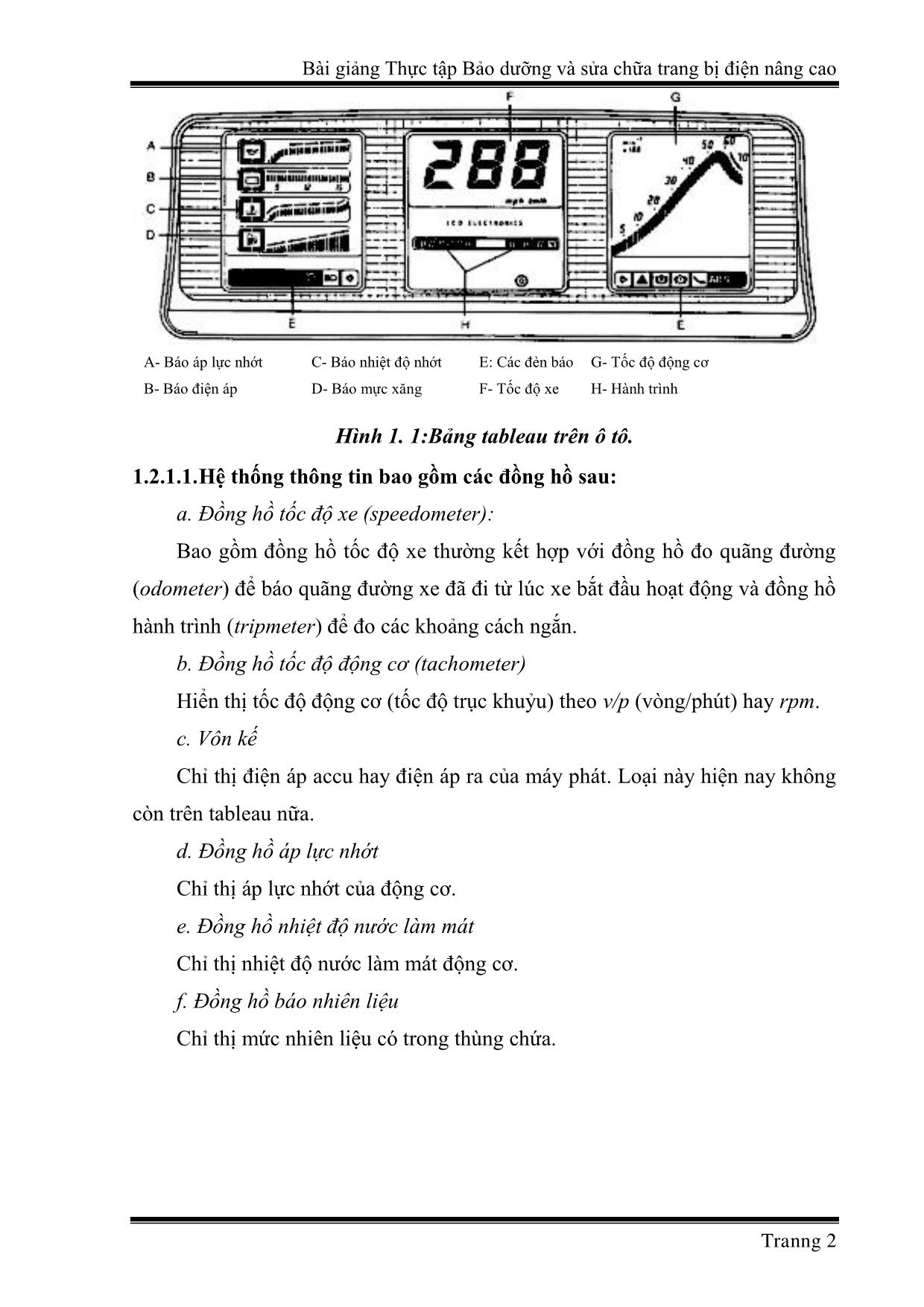 Giáo trình Công nghệ kỹ thuật ô tô - Thực tập bảo dưỡng trang bị điện nâng cao trang 8