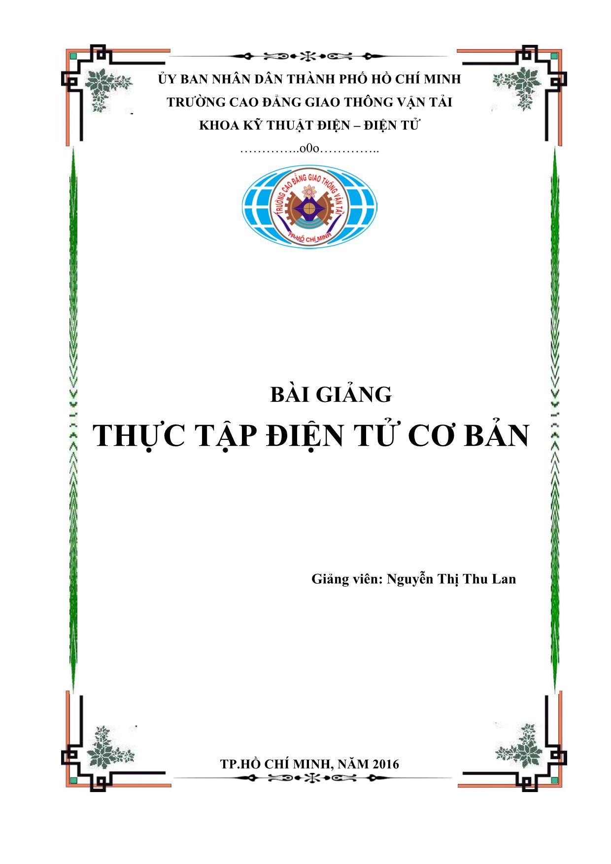 Giáo trình Thực tập điện tử cơ bản trang 1