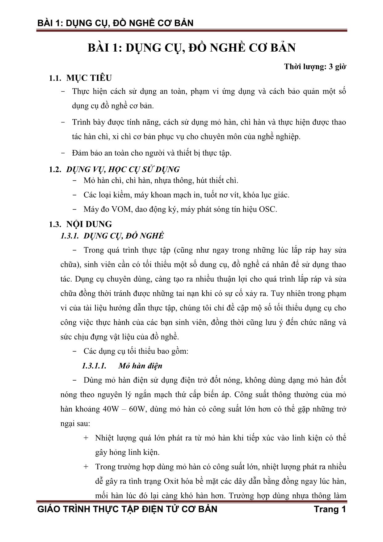 Giáo trình Thực tập điện tử cơ bản trang 4