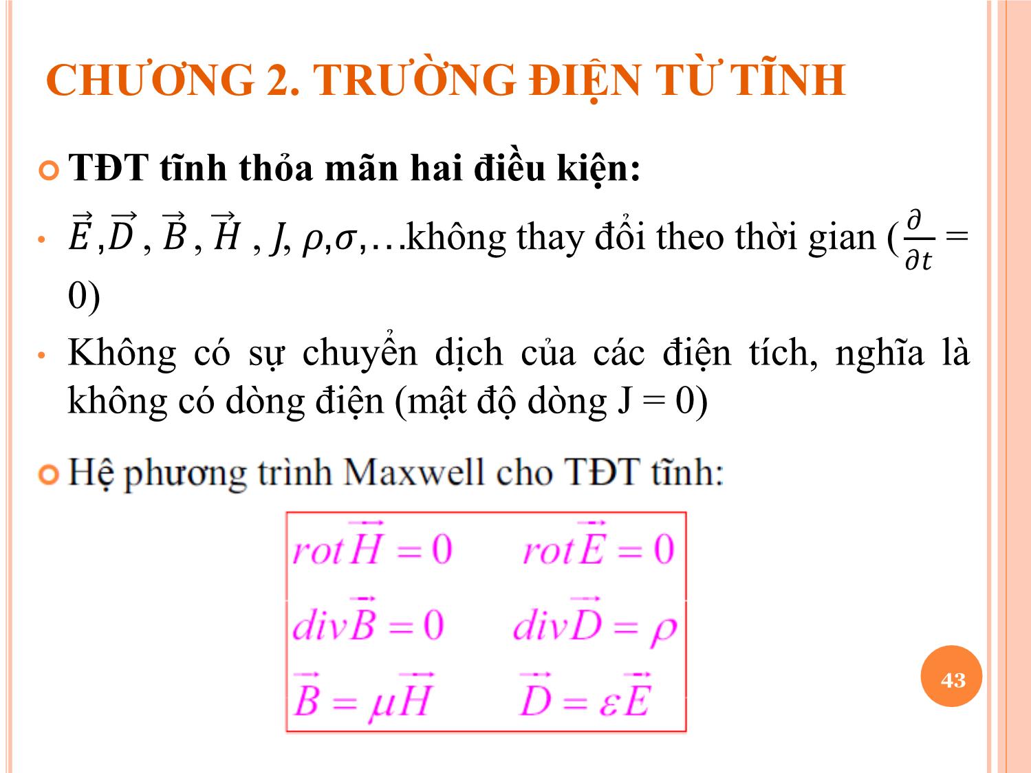 Bài giảng Trường điện từ - Chương 2: Trường điện từ tĩnh - Nguyễn Thị Linh Phương trang 1