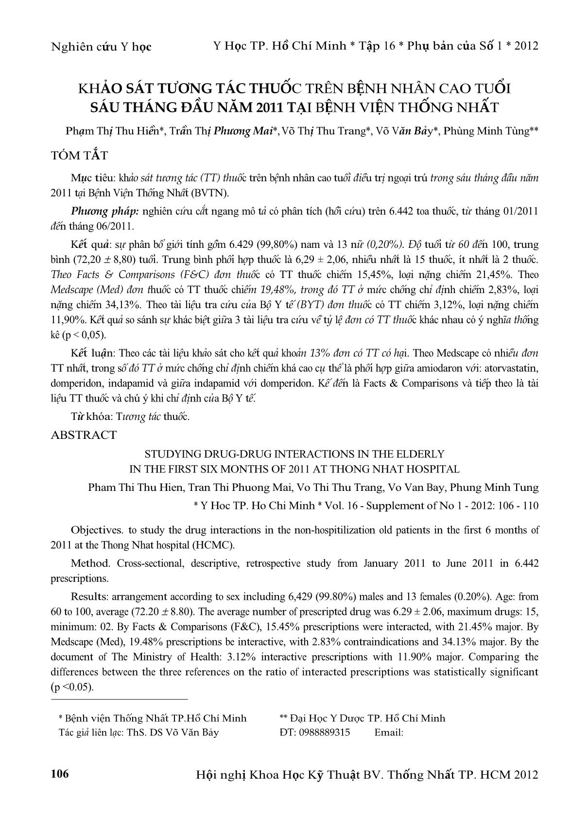Khảo sát tương tác thuốc trên bệnh nhân cao tuổi sáu tháng đầu năm 2011 tại bệnh viện Thống Nhất trang 1